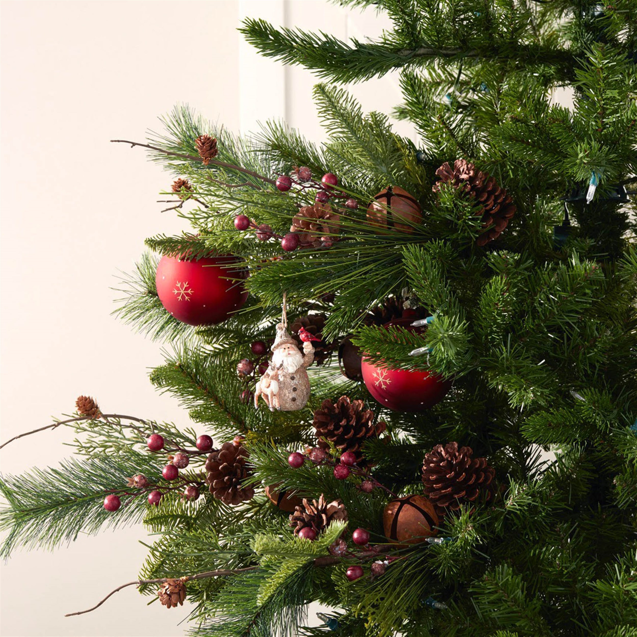 Santa with Deer and Cardinal Bird Ornament (Set of 6)