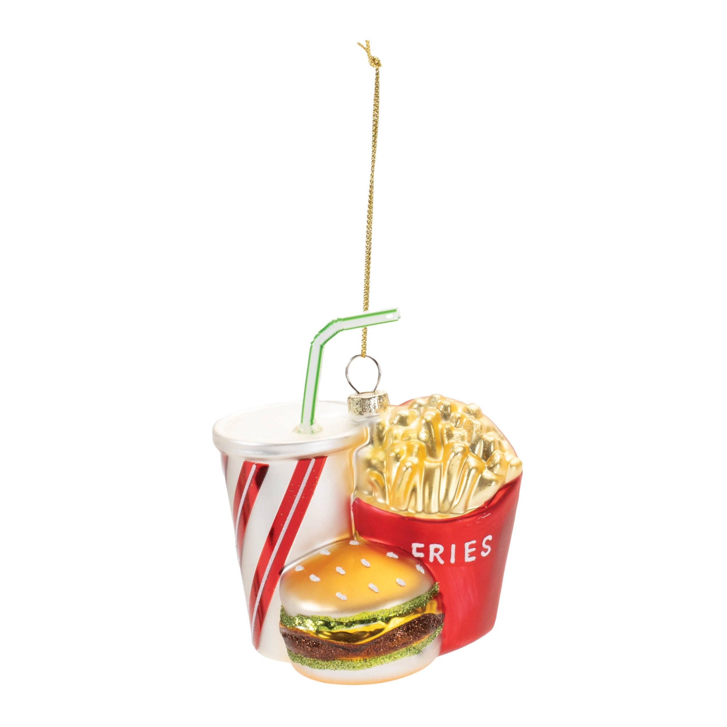 Glass Burger and Fries Meal Ornament (Set of 4)