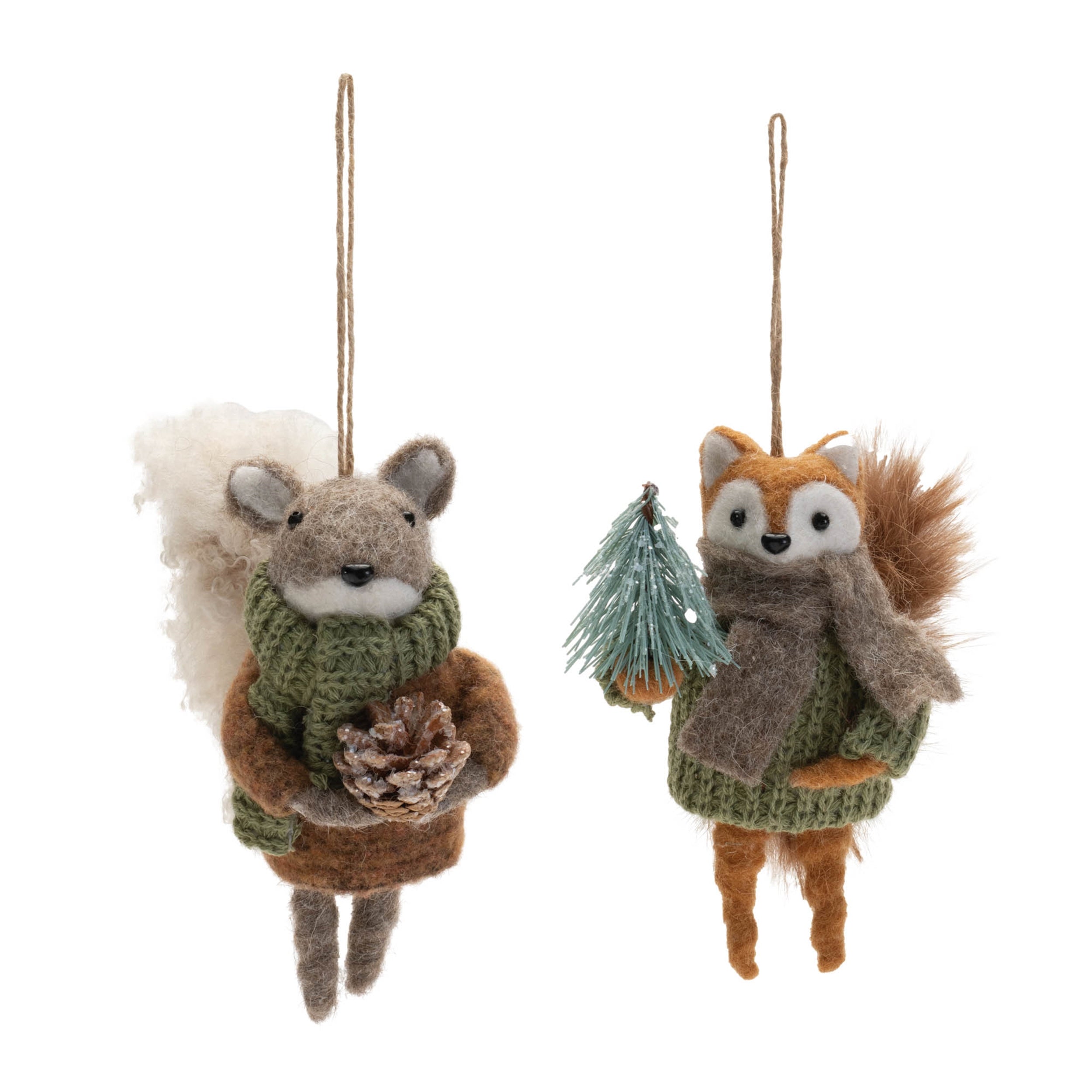 Felt Squirrel and Fox Ornament (Set of 12)
