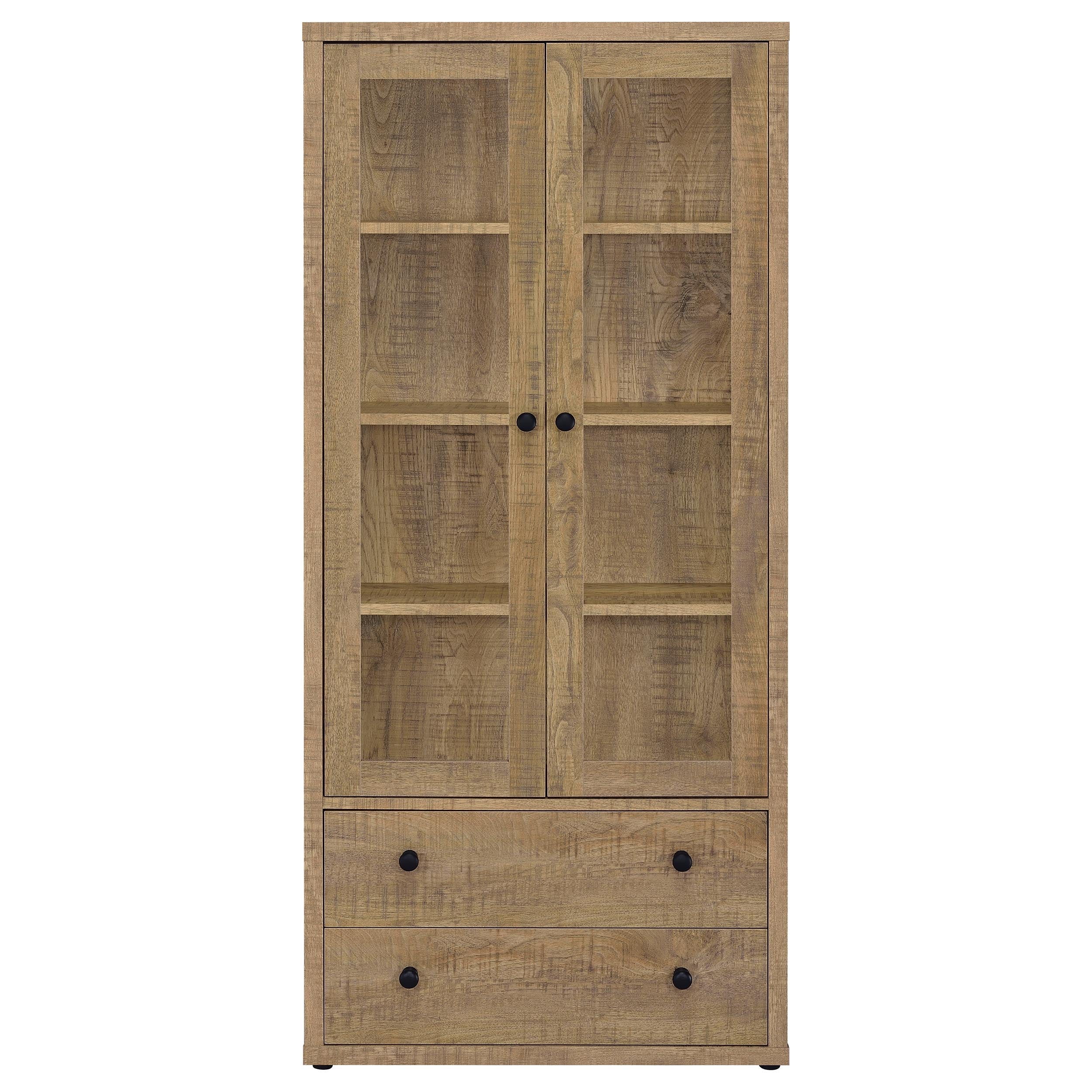 Hawthorne 4-shelf Glass Door Tall Cabinet with Drawers Mango-
