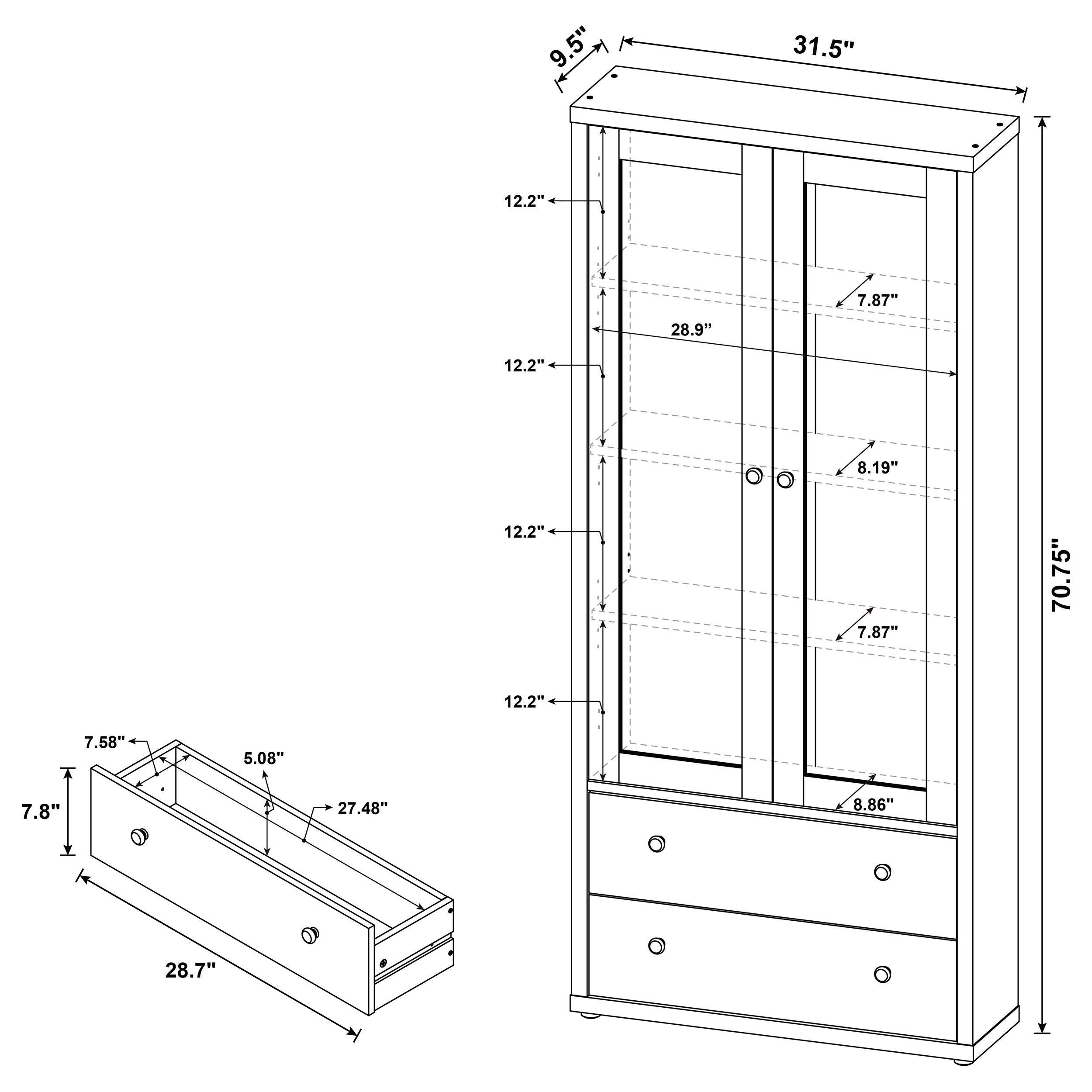 Hawthorne 4-shelf Glass Door Tall Cabinet with Drawers Mango-