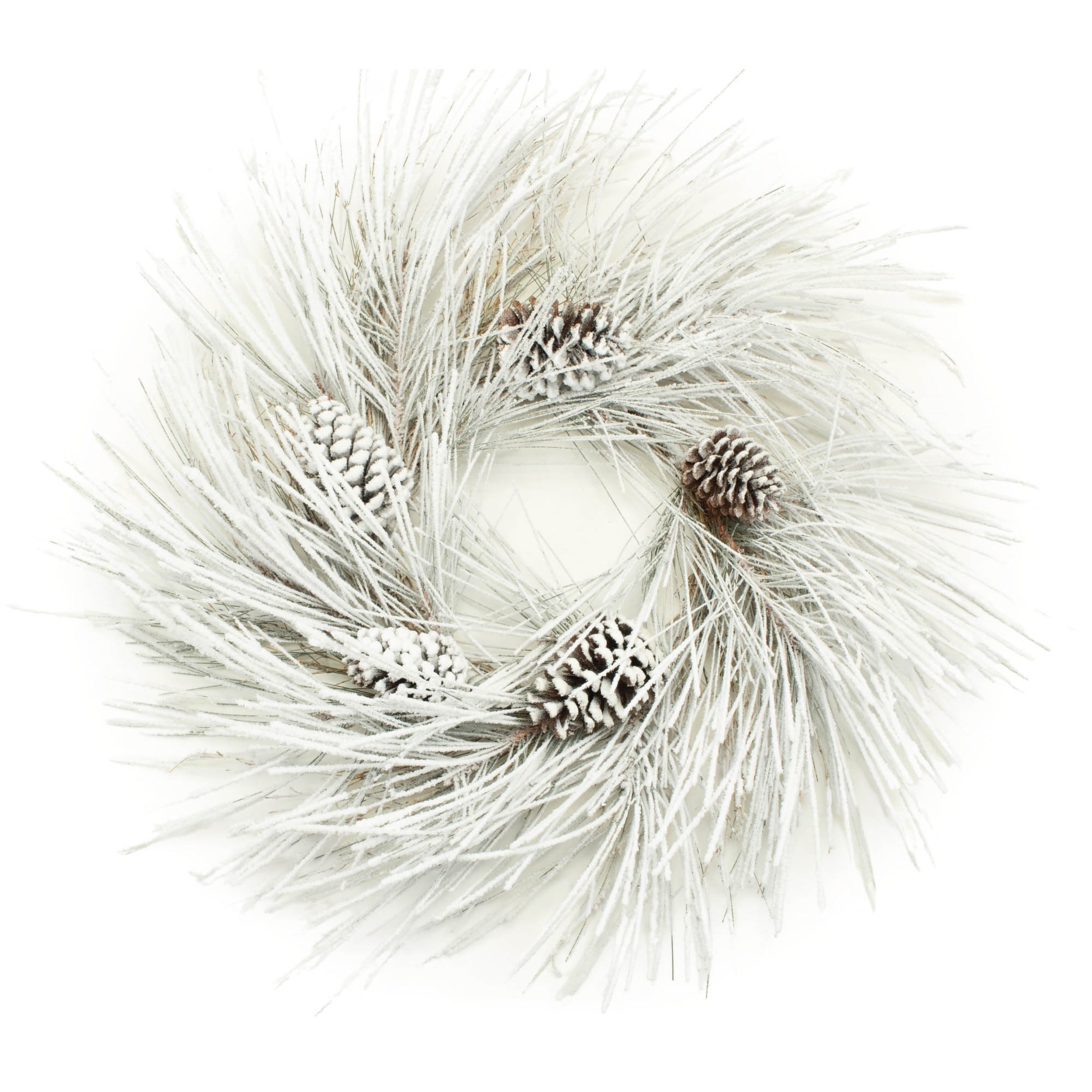 Flocked Long Needle Pine Wreath 28"D