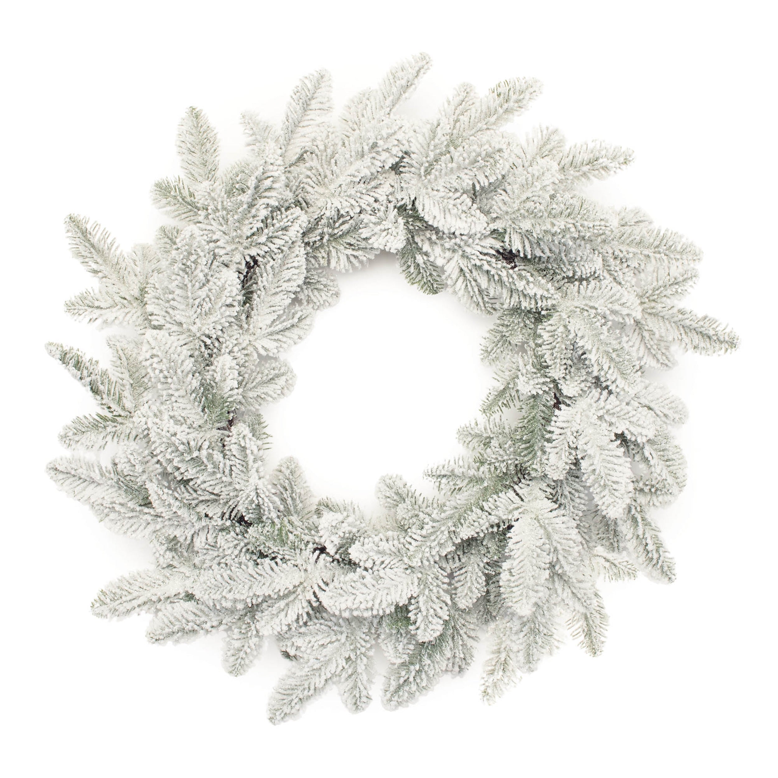 Snowy Flocked Pine Wreath 24"D