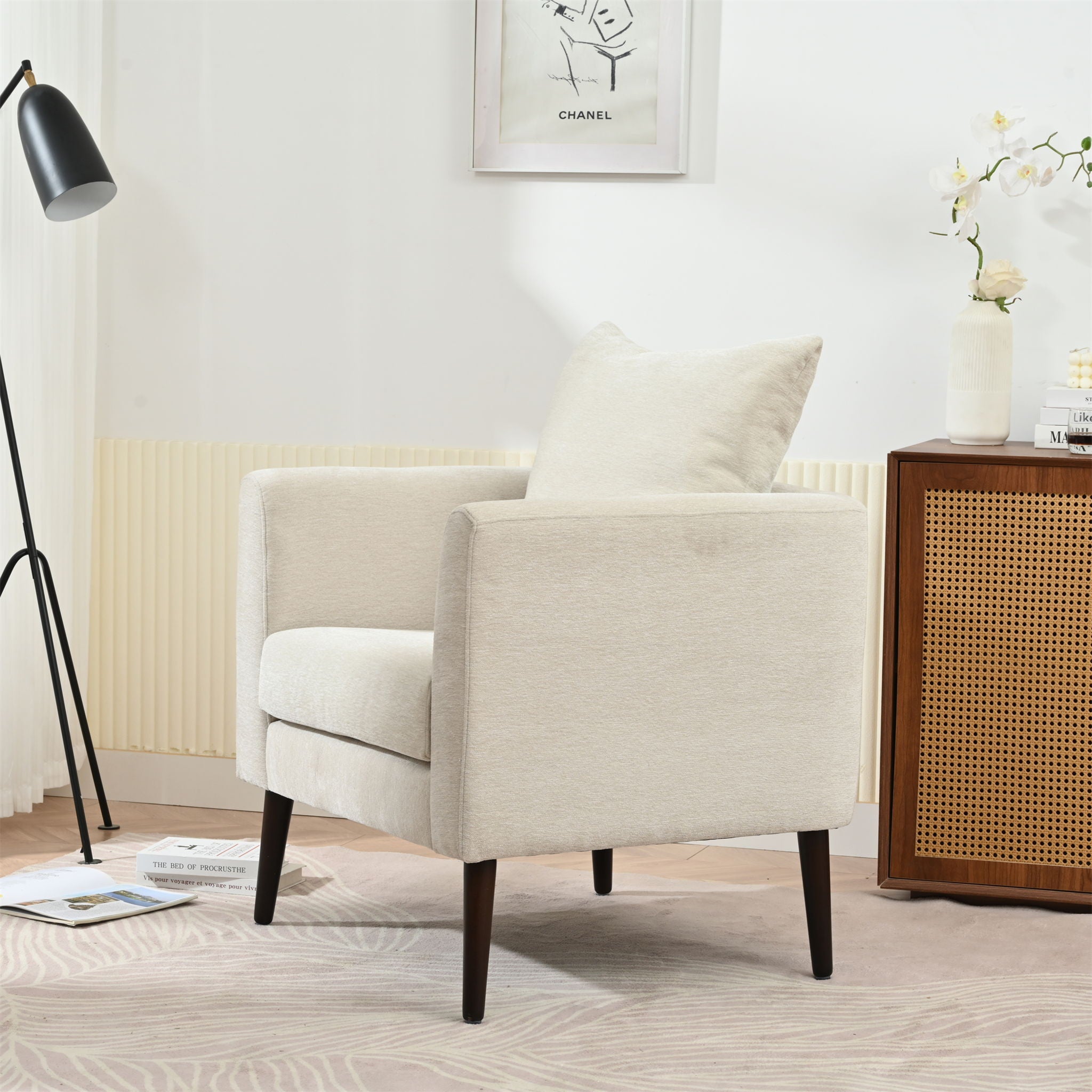 Modern Accent Upholstered Armchair With Pillow