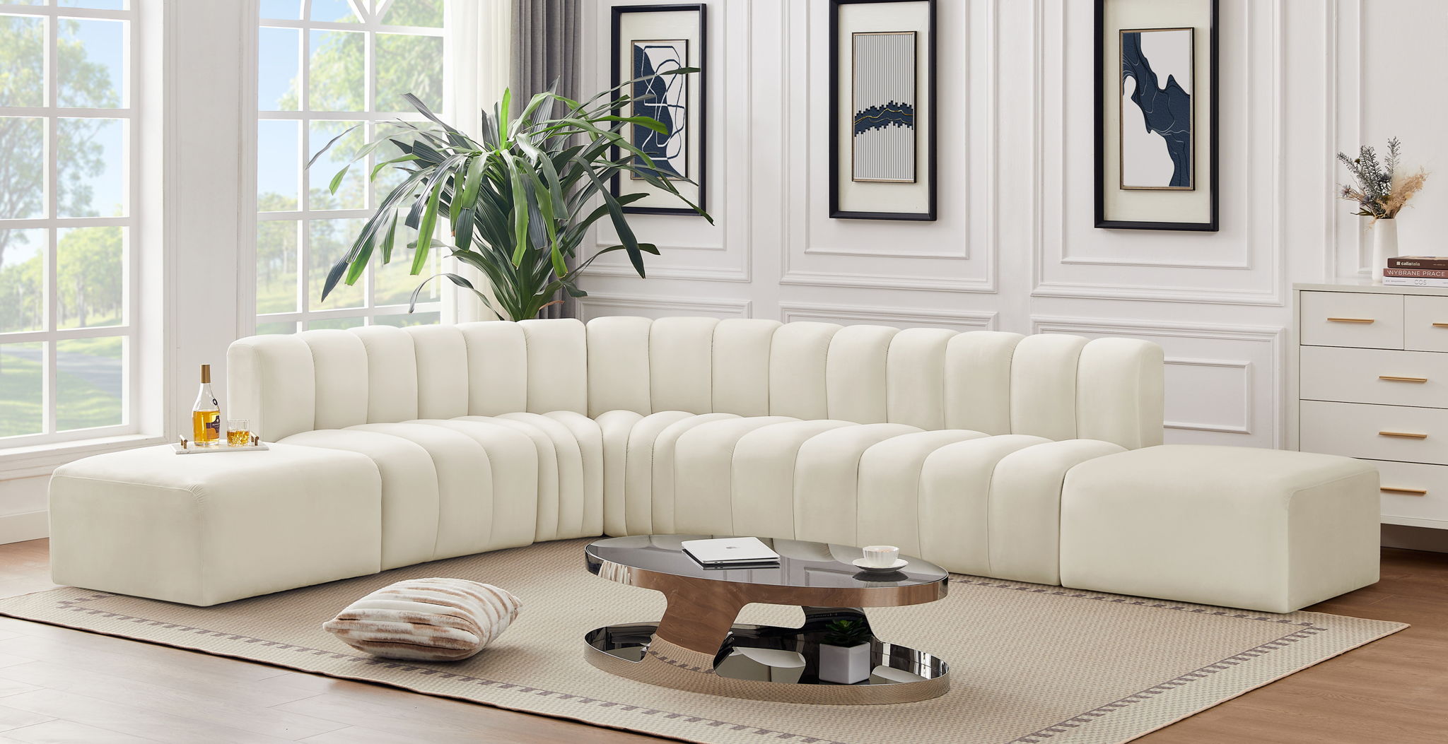 Arc - Velvet 7 Piece Corner Modular Sofa