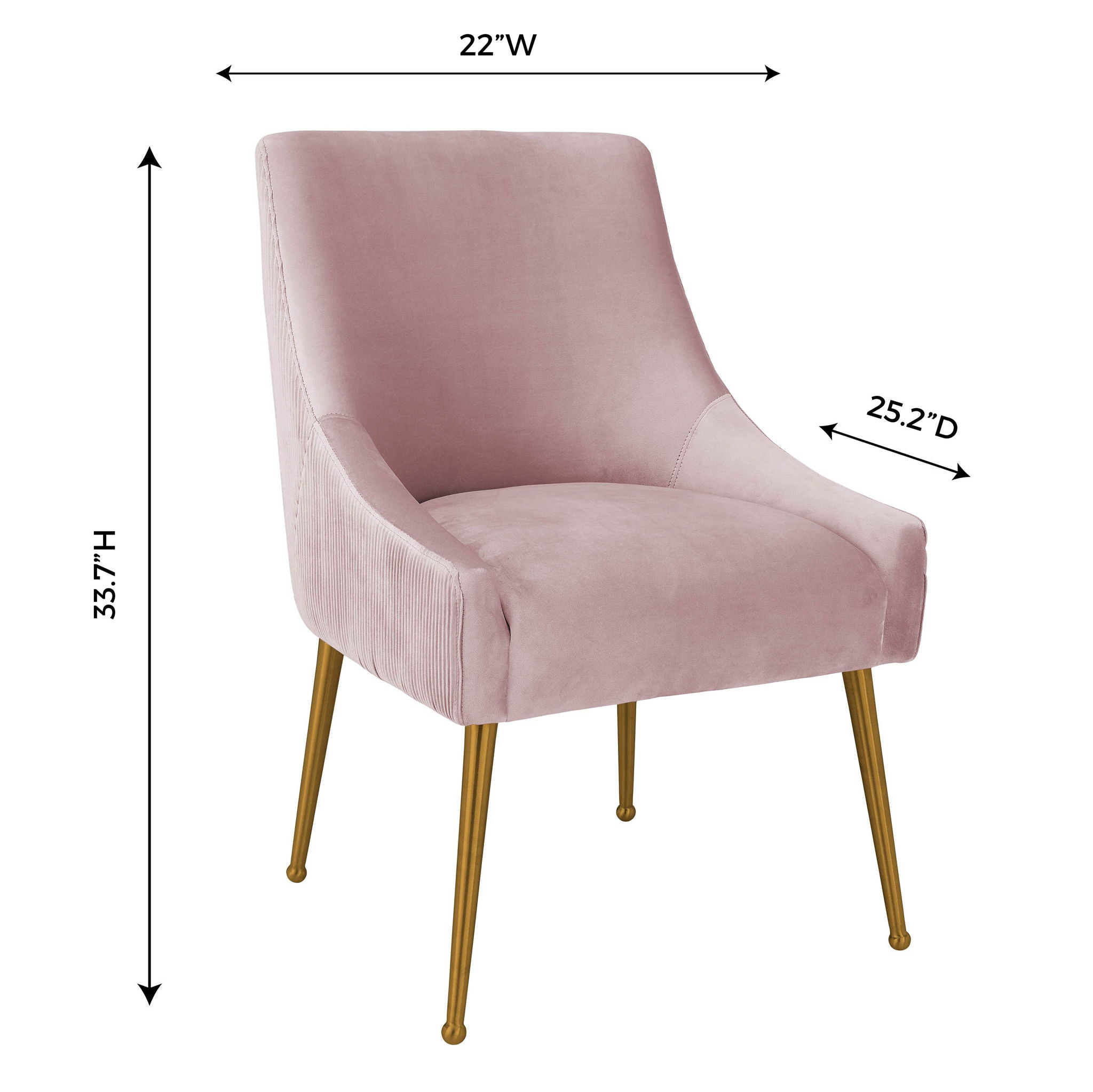 Beatrix - Velvet Side Chair - Pleated Mauve