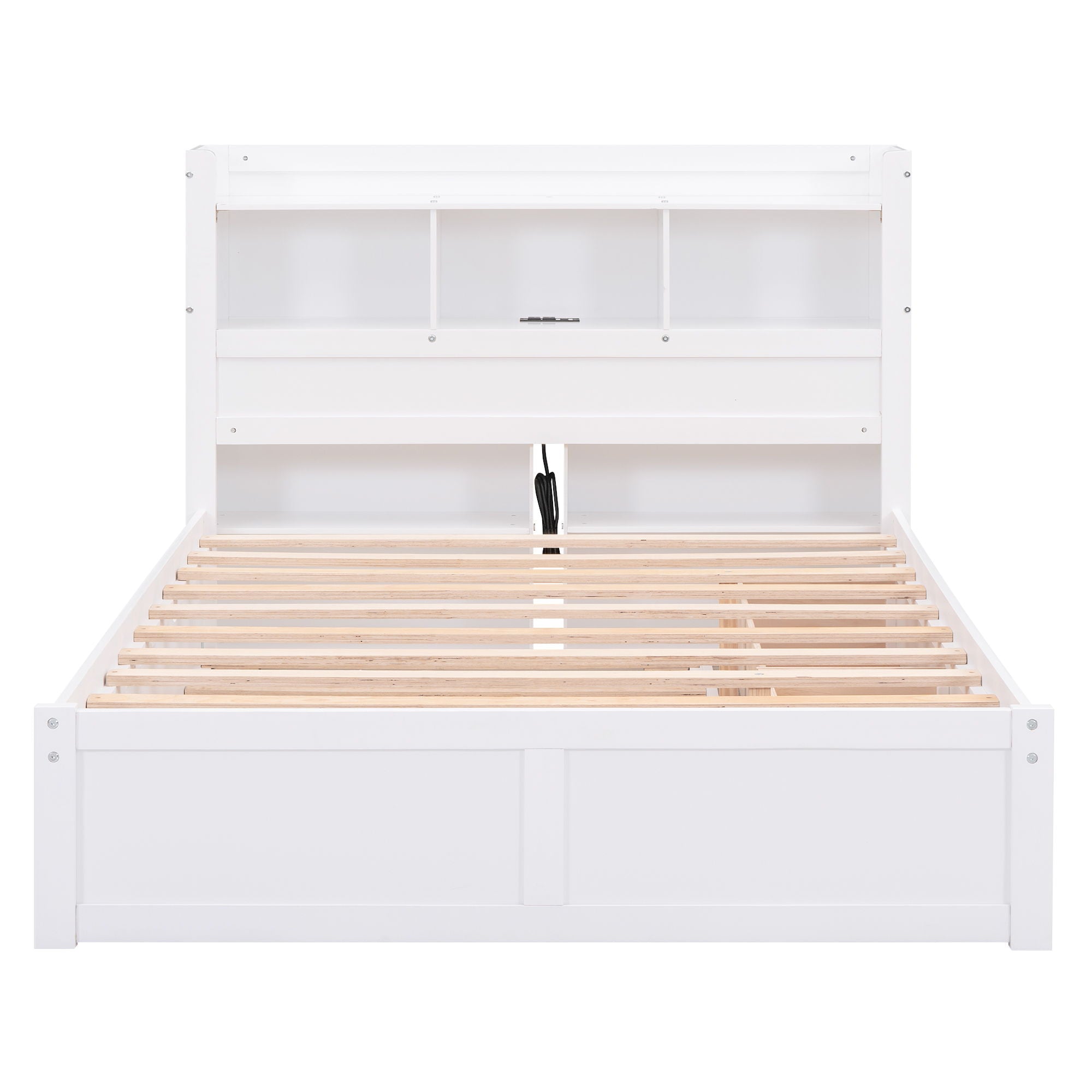 Storage Platform Bed With Pull Out Shelves, Trundle, And 2 Drawers