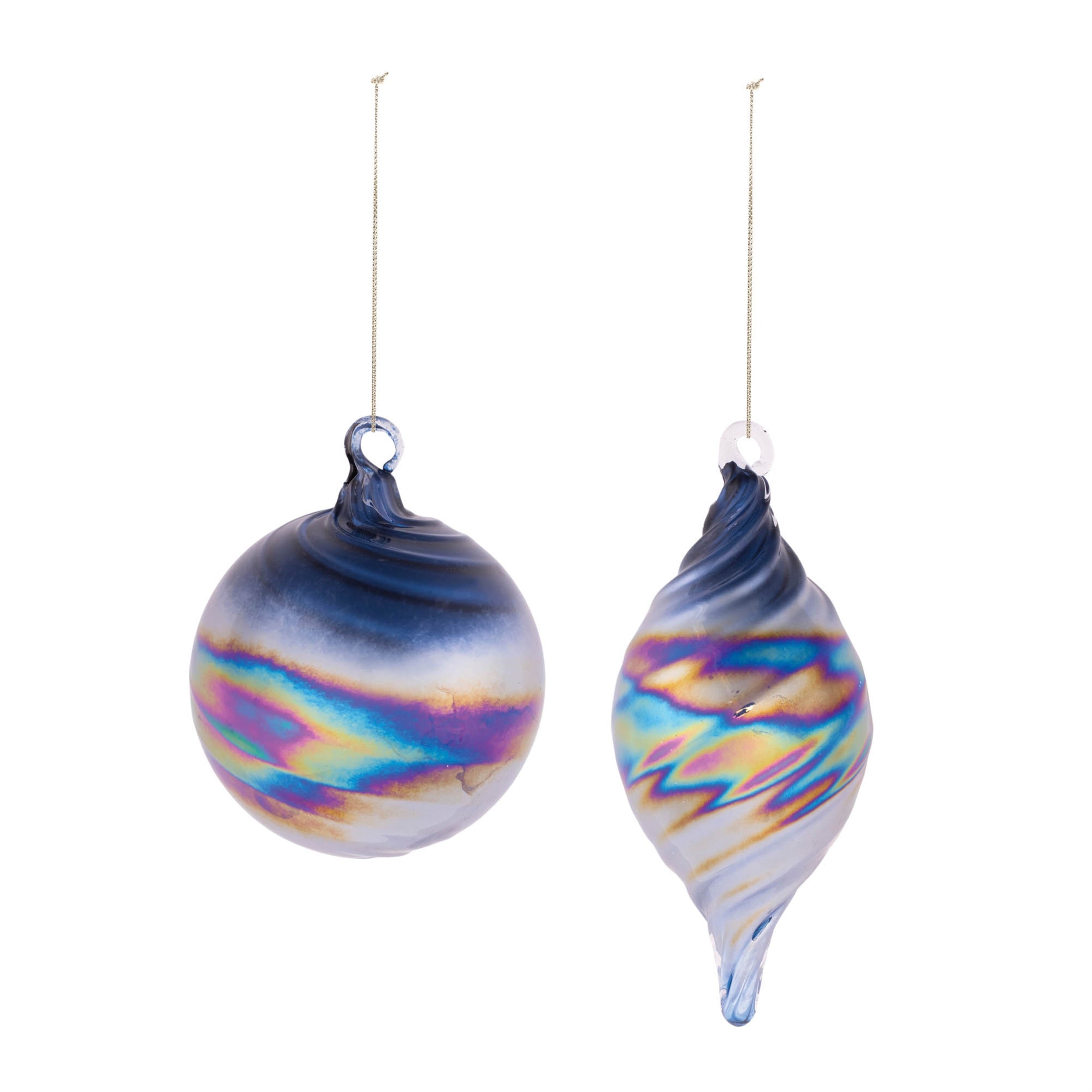 Iridescent Swirled Glass Ornament (Set of 12)