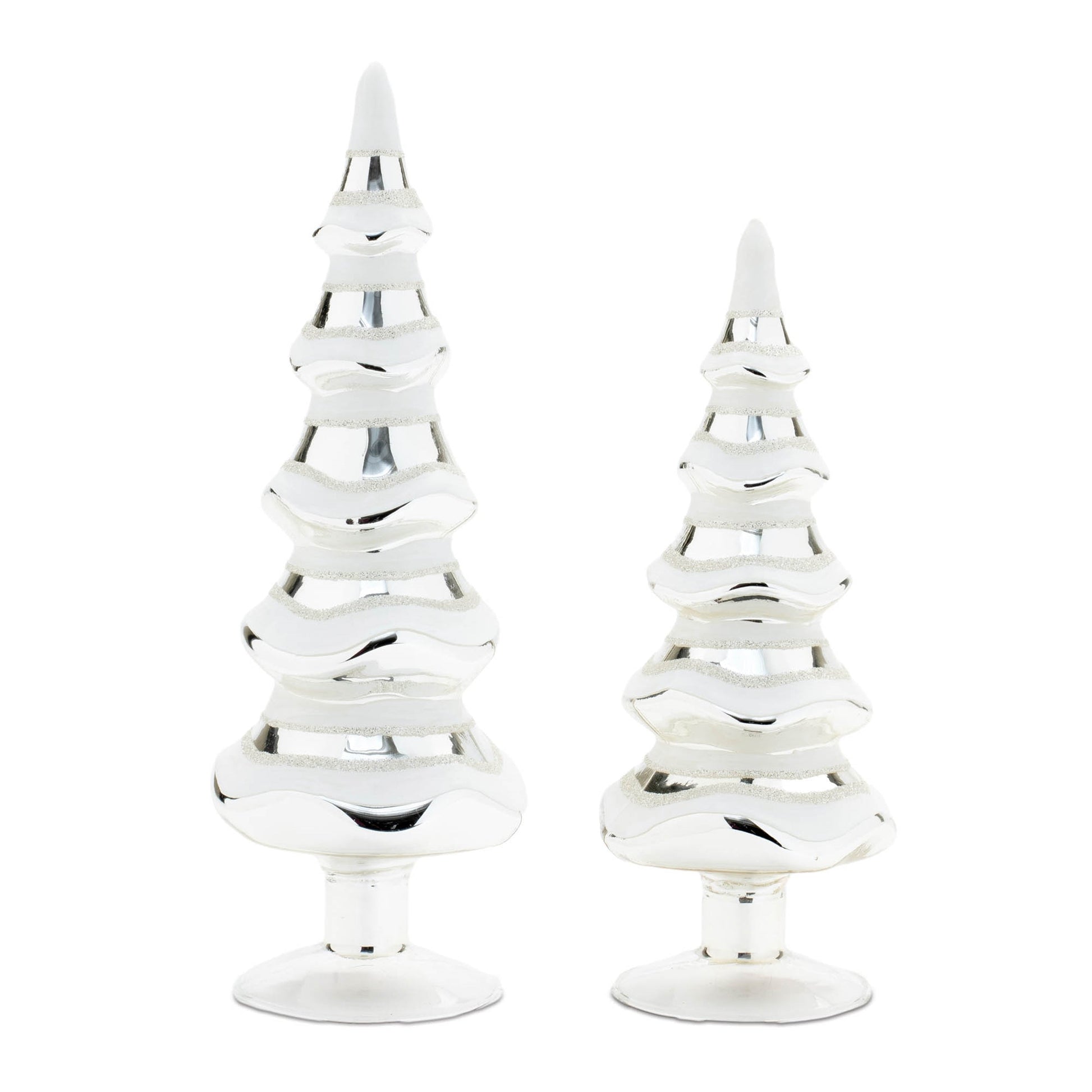 Snowy-Glass-Pine-Tree-(Set-of-2)-Christmas-Decor
