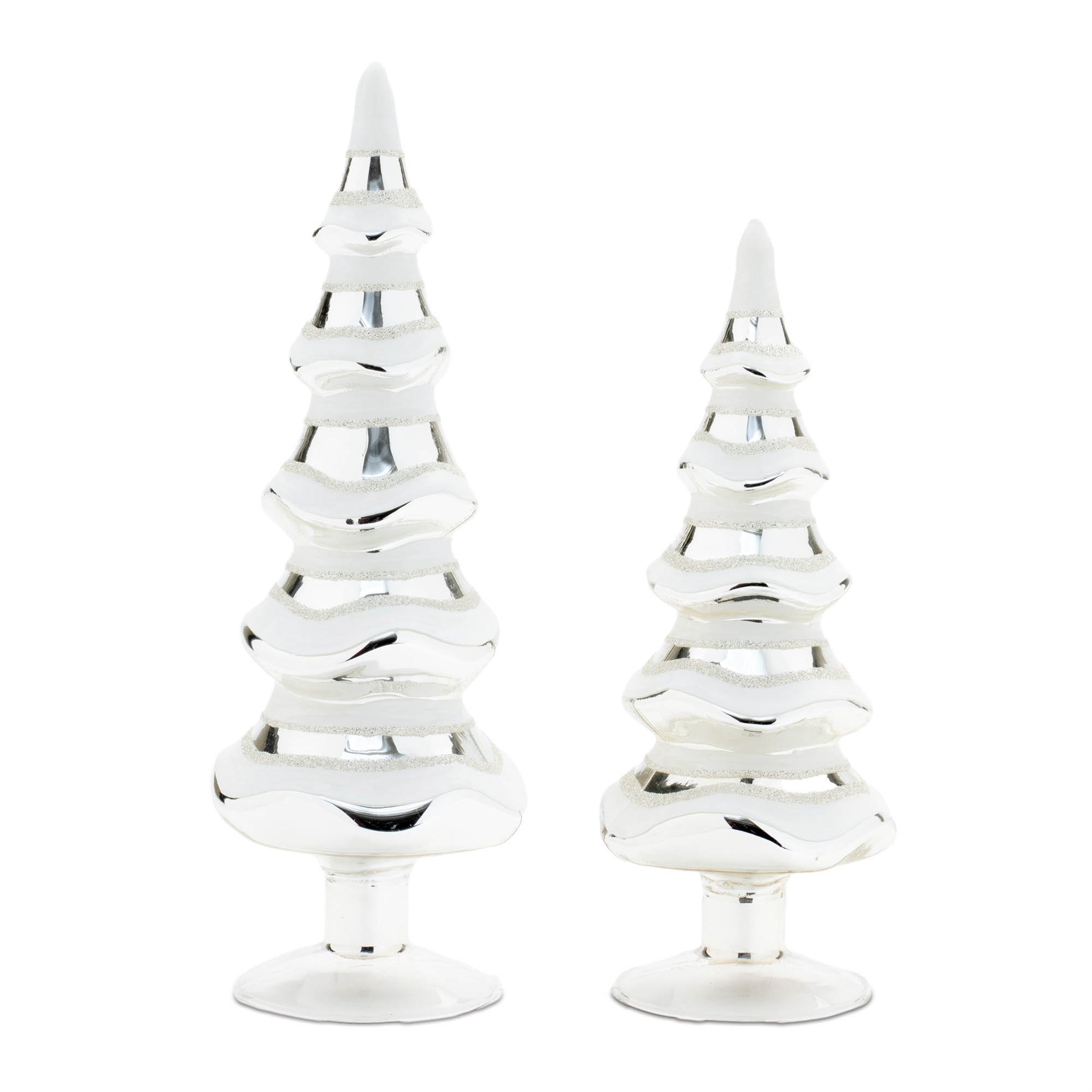 Snowy-Glass-Pine-Tree-(Set-of-2)-Christmas-Decor
