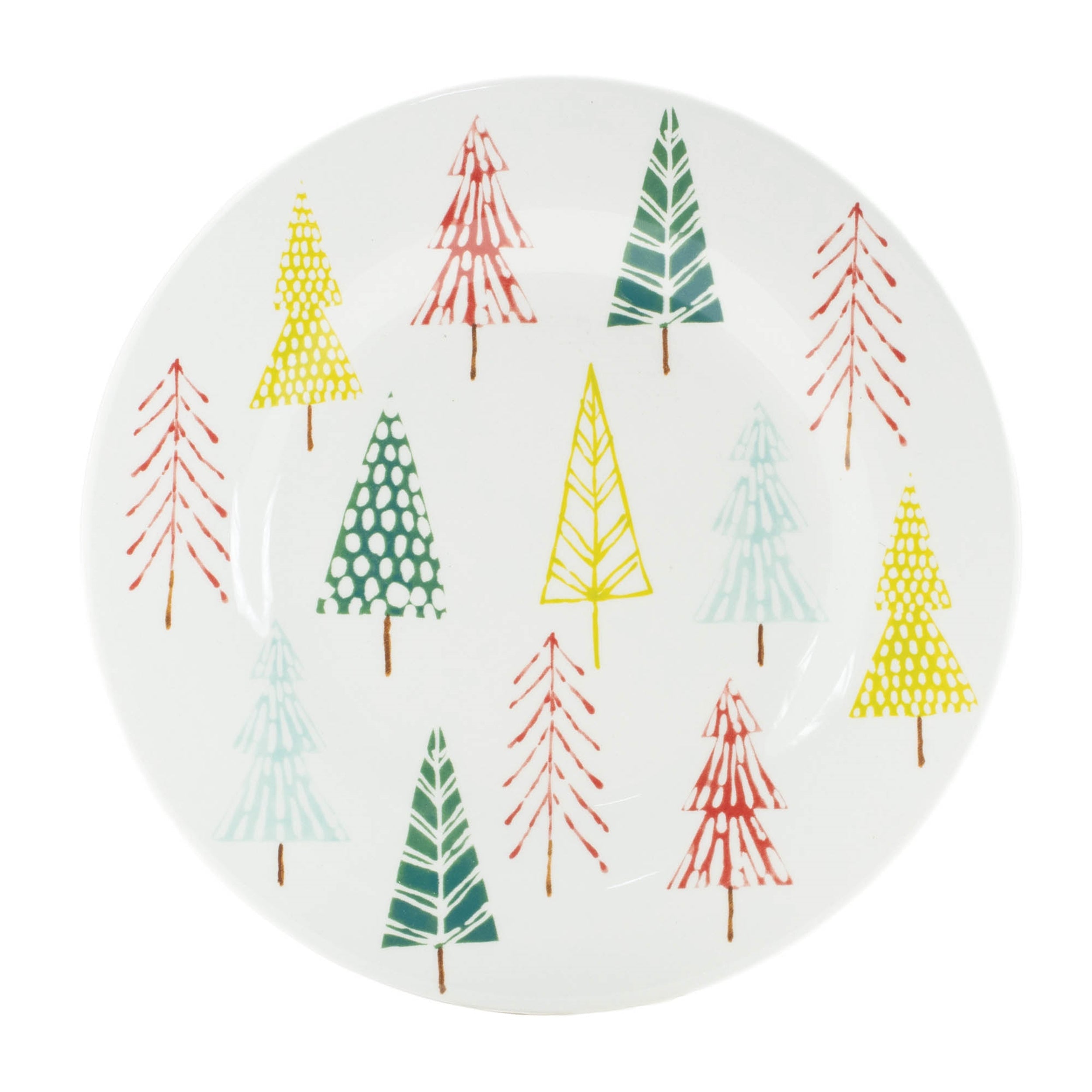 Ceramic-Pine-Tree-Print-Plate-(Set-of-4)-Christmas-Decor