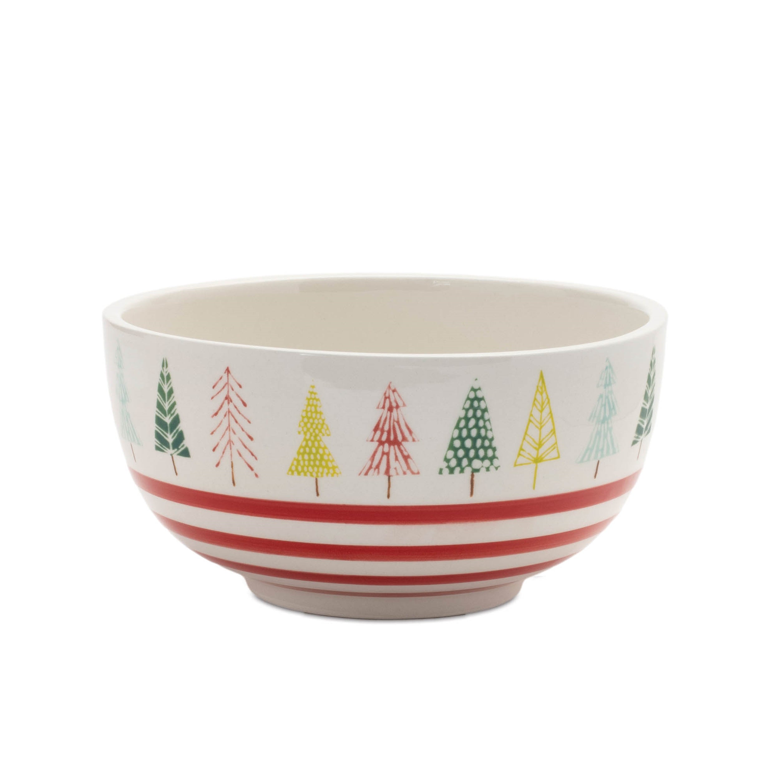 Ceramic-Pine-Tree-Print-Bowl-(Set-of-4)-Christmas-Decor
