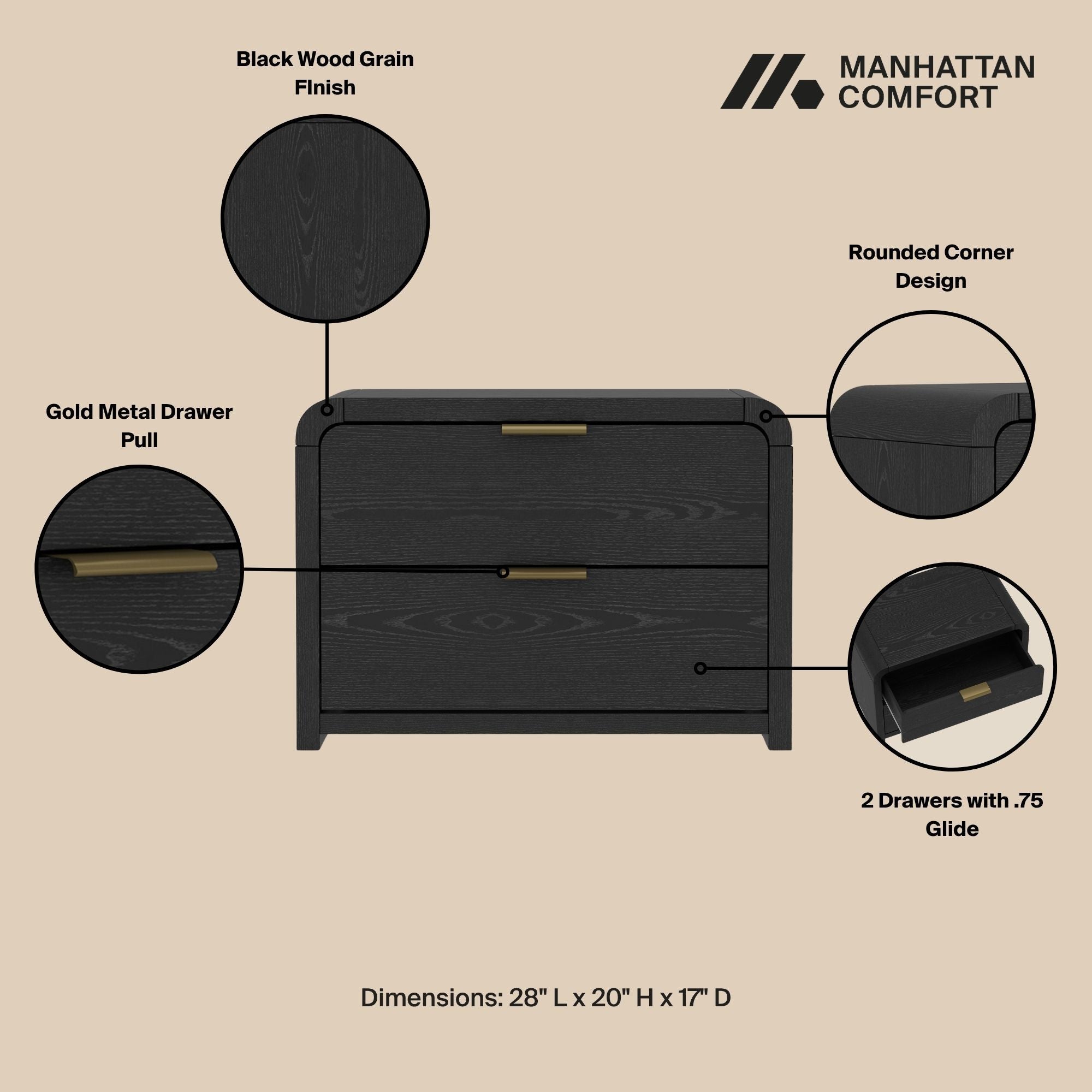 Grace - Nightstand With Modern Minimalist Design