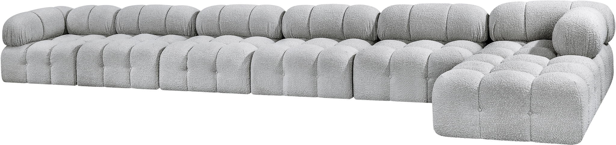 Ames - 7 Piece Boucle Fabric Modular L-Shaped Sectional