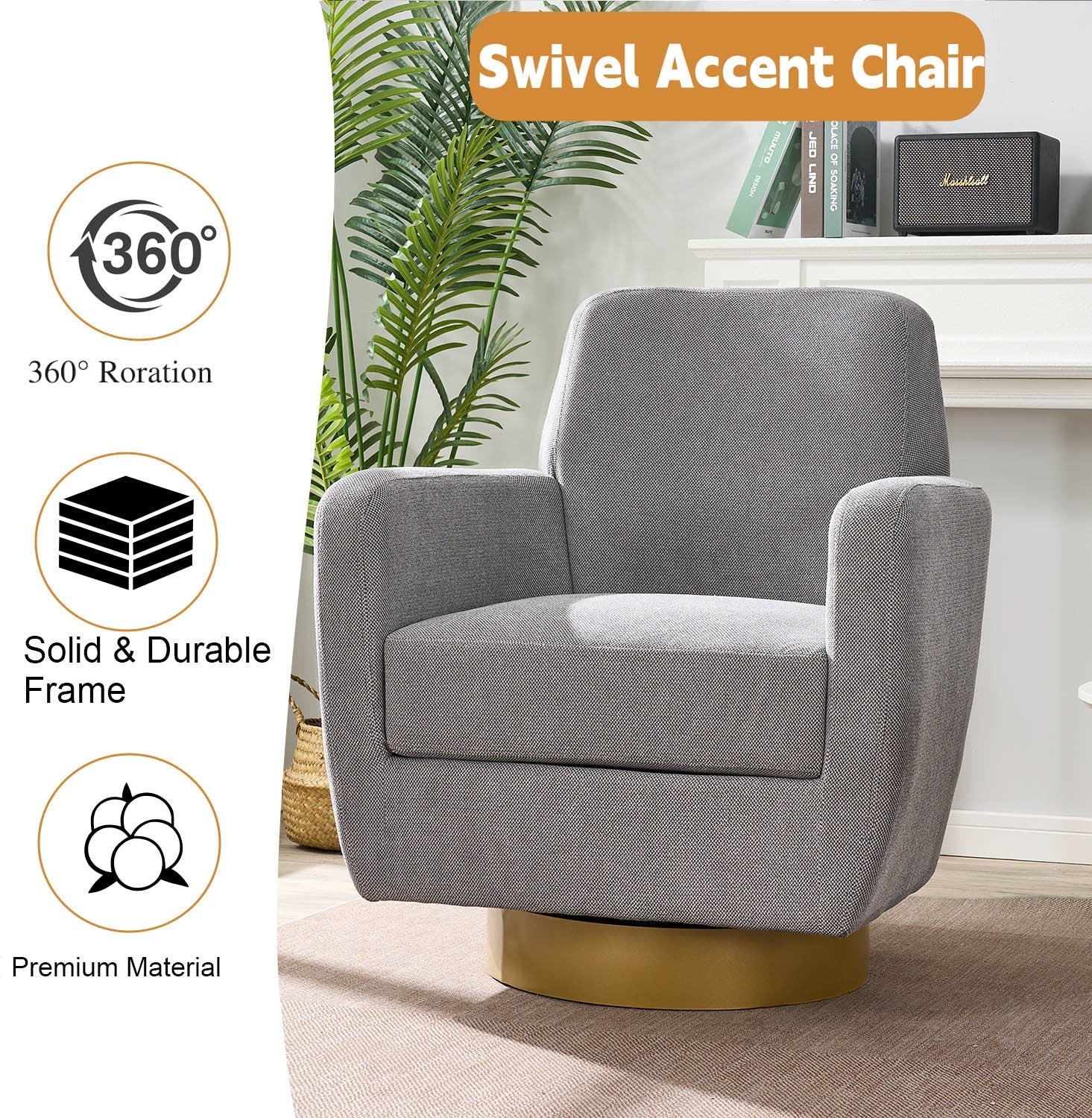 360 Degree Rotation Armchair Cotton Linen