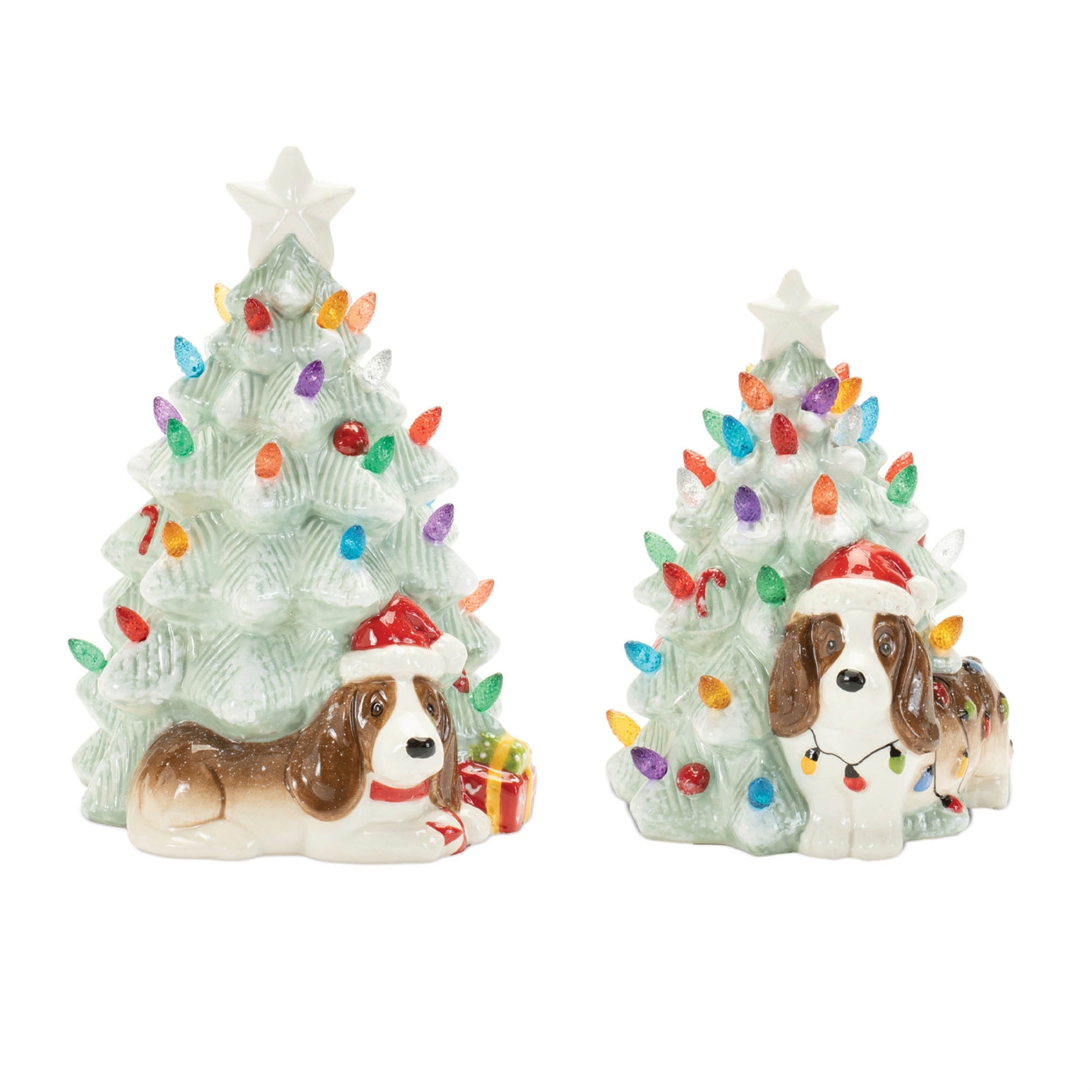 Ceramic-christmas-tree-with-dog--(set-of-2)-Christmas-Trees