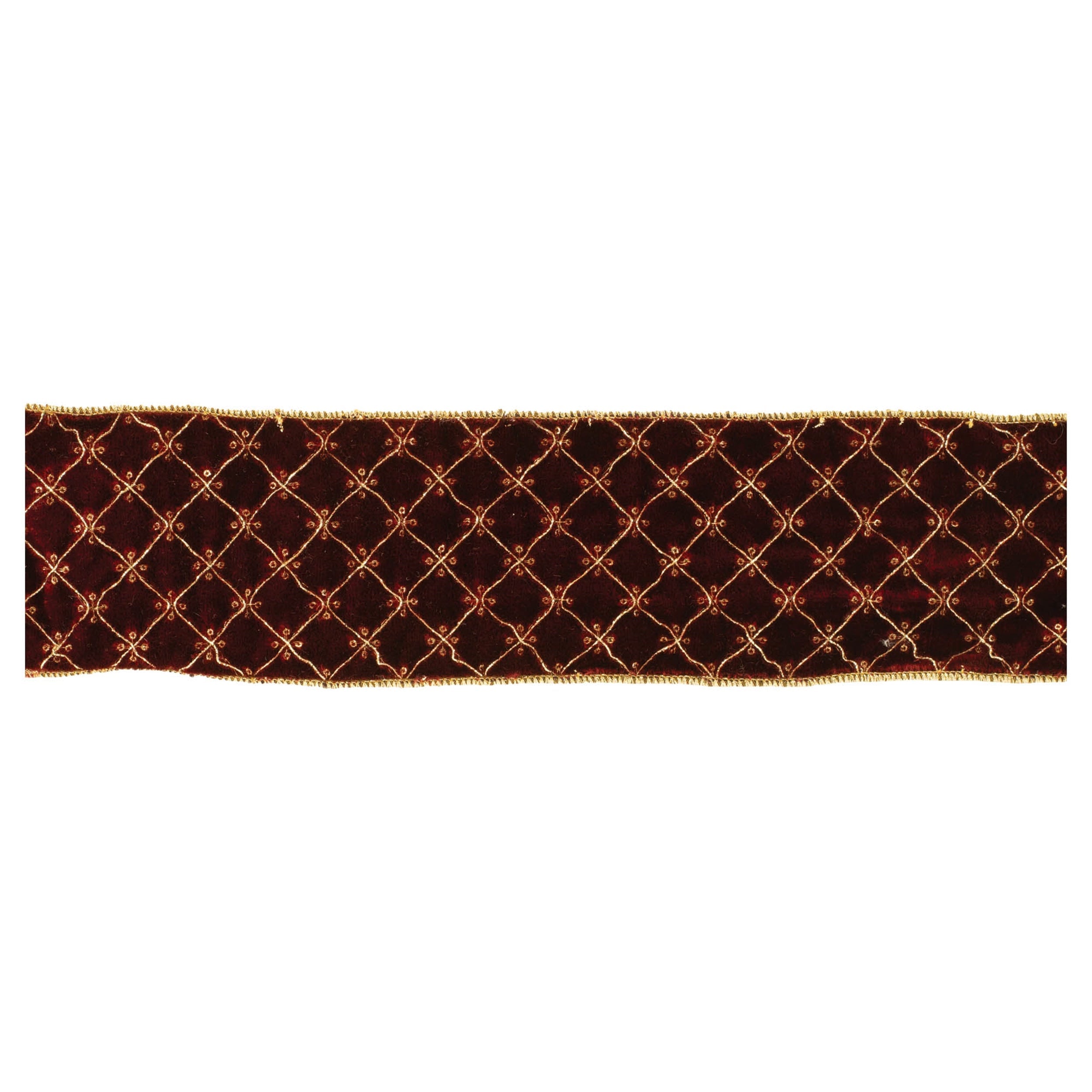 Ornate Diamond Pattern Wired Ribbon (Set of 2)