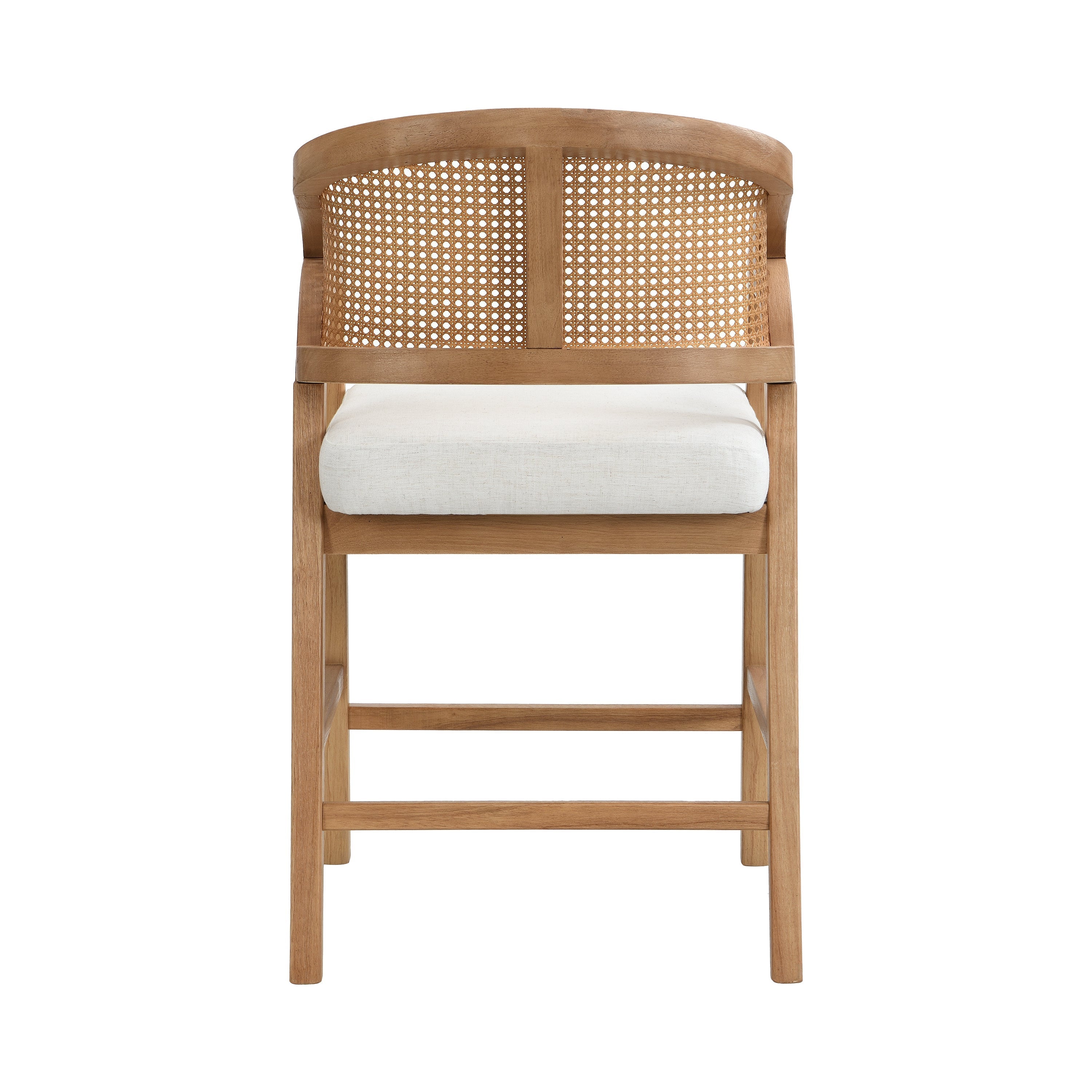 Wooden Frame Counter Stool with Rattan Back - Set of 2