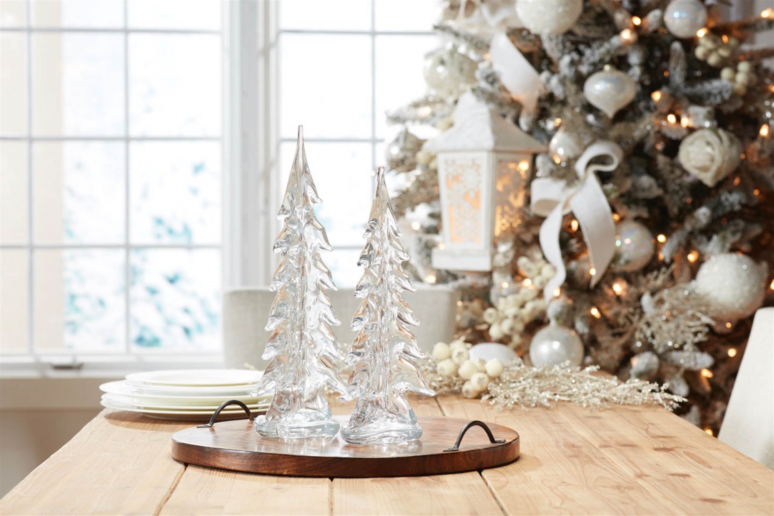 Clear Glass Pine Tree (Set of 2)