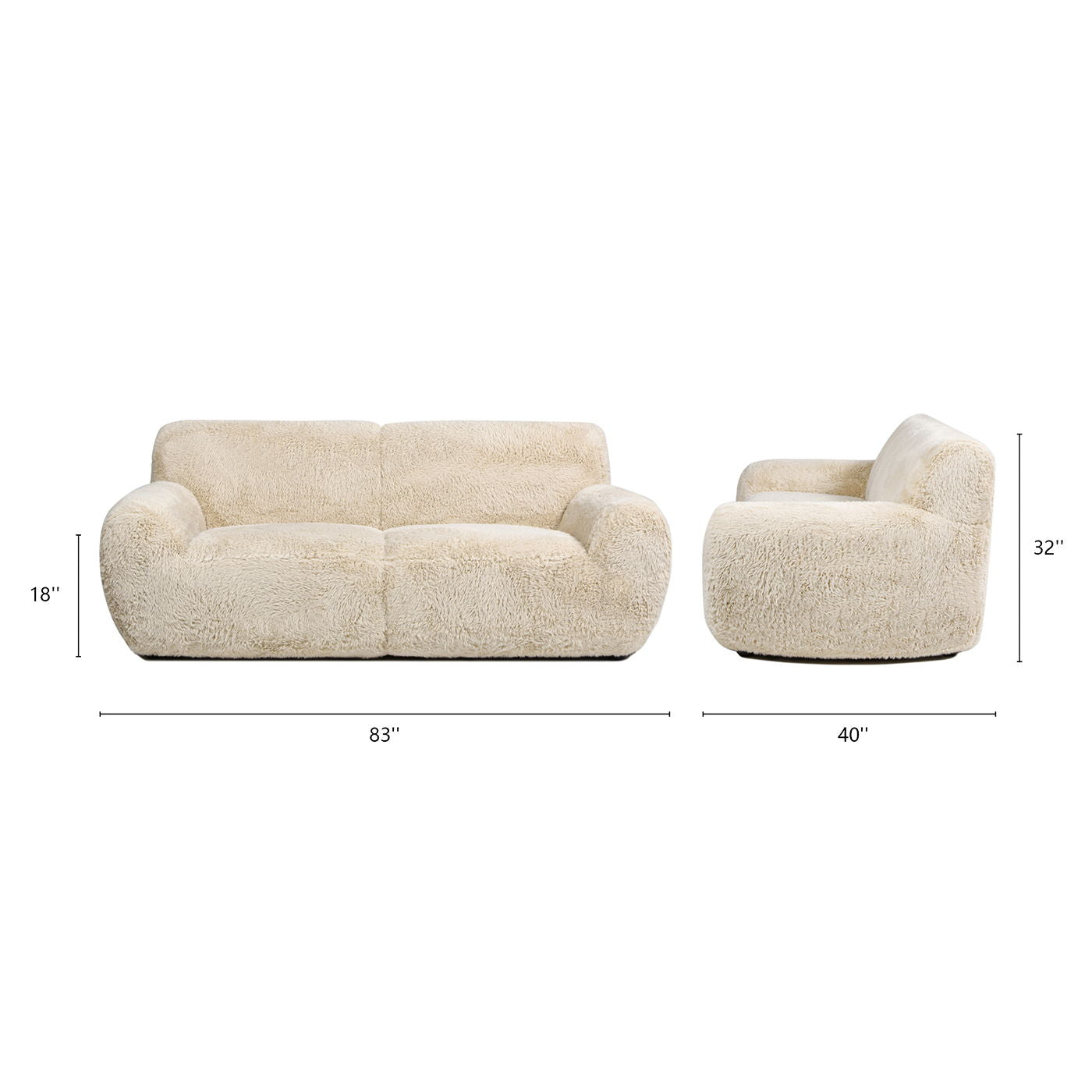 Summit - Faux Sheepskin Overstuffed Sofa - Cream Beige - Best Buy Furniture