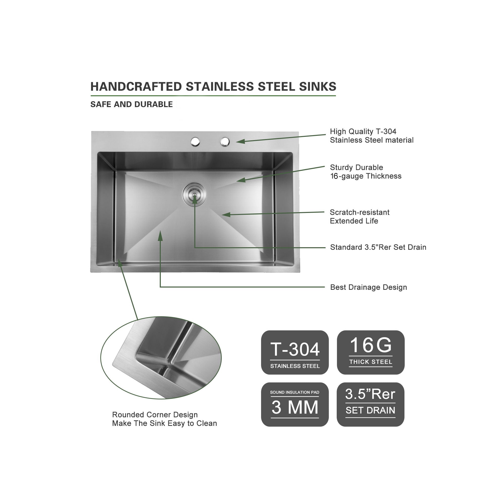 Topmount Stainless Steel Kitchen Sink