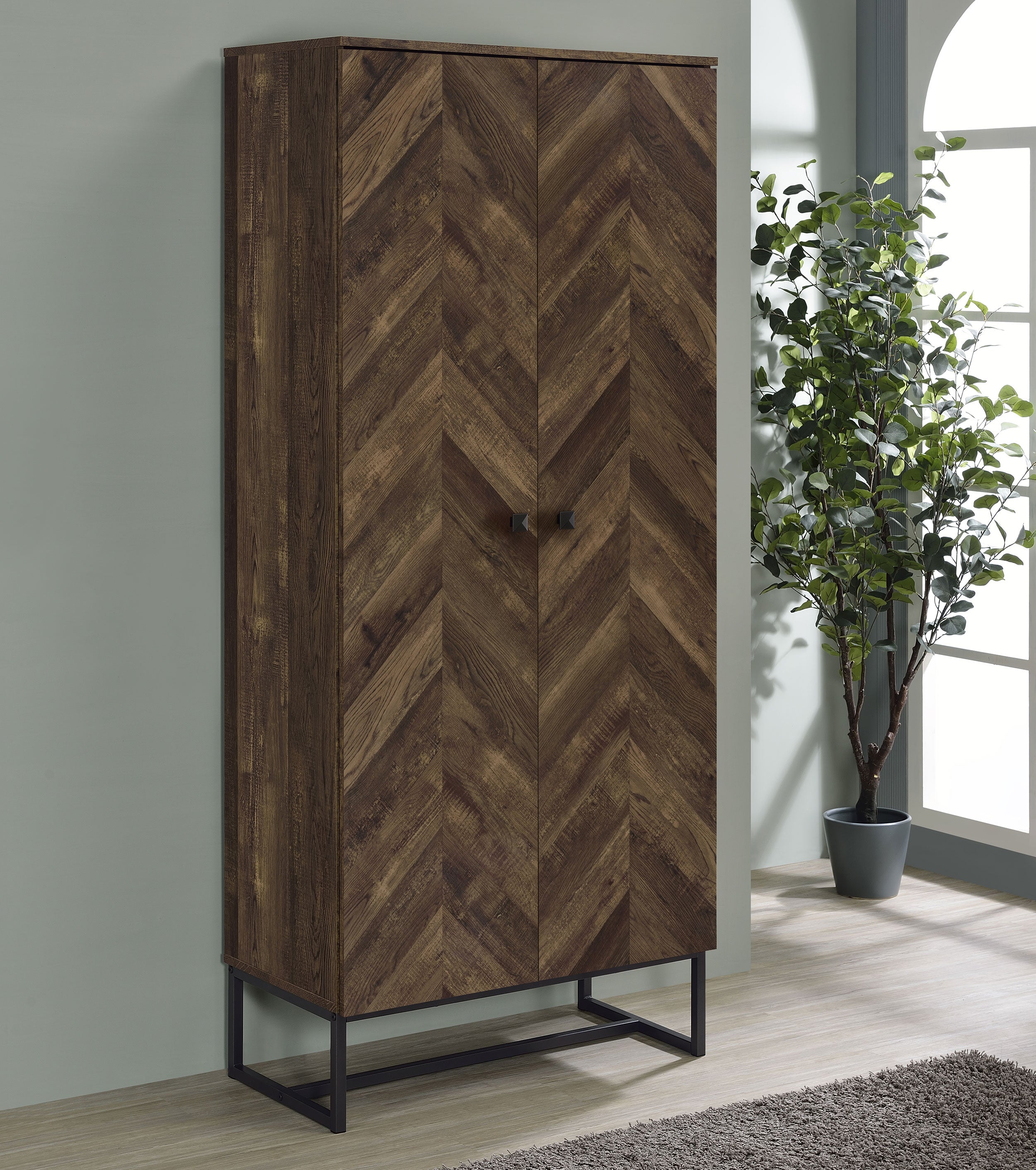 Carolyn 2-door Engineered Wood Accent Cabinet Rustic Oak-CoasterEveryday
