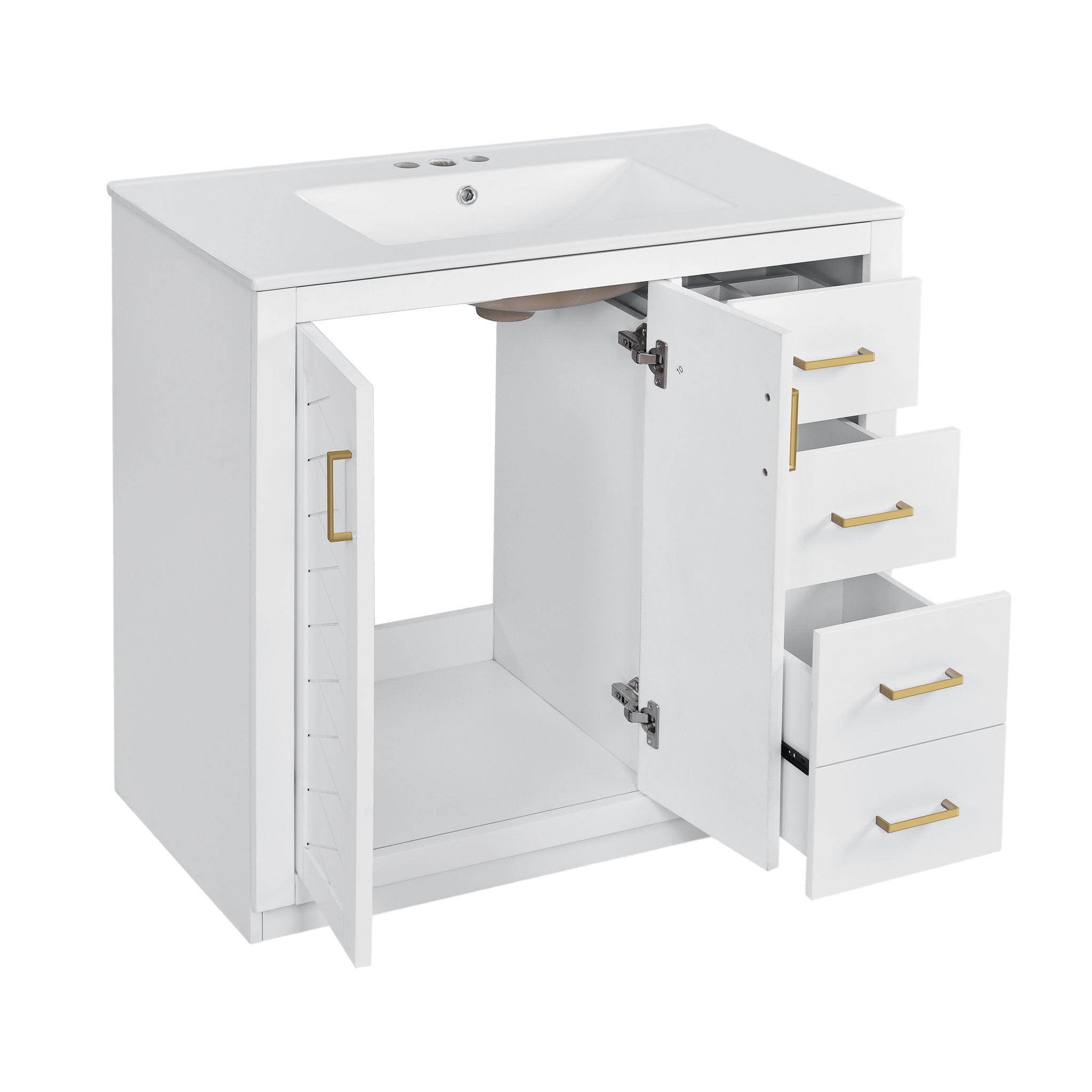 Bathroom Vanity With Sink Combo, Storage Cabinet, Freestanding Set With 3 Drawers & Soft Closing Doors
