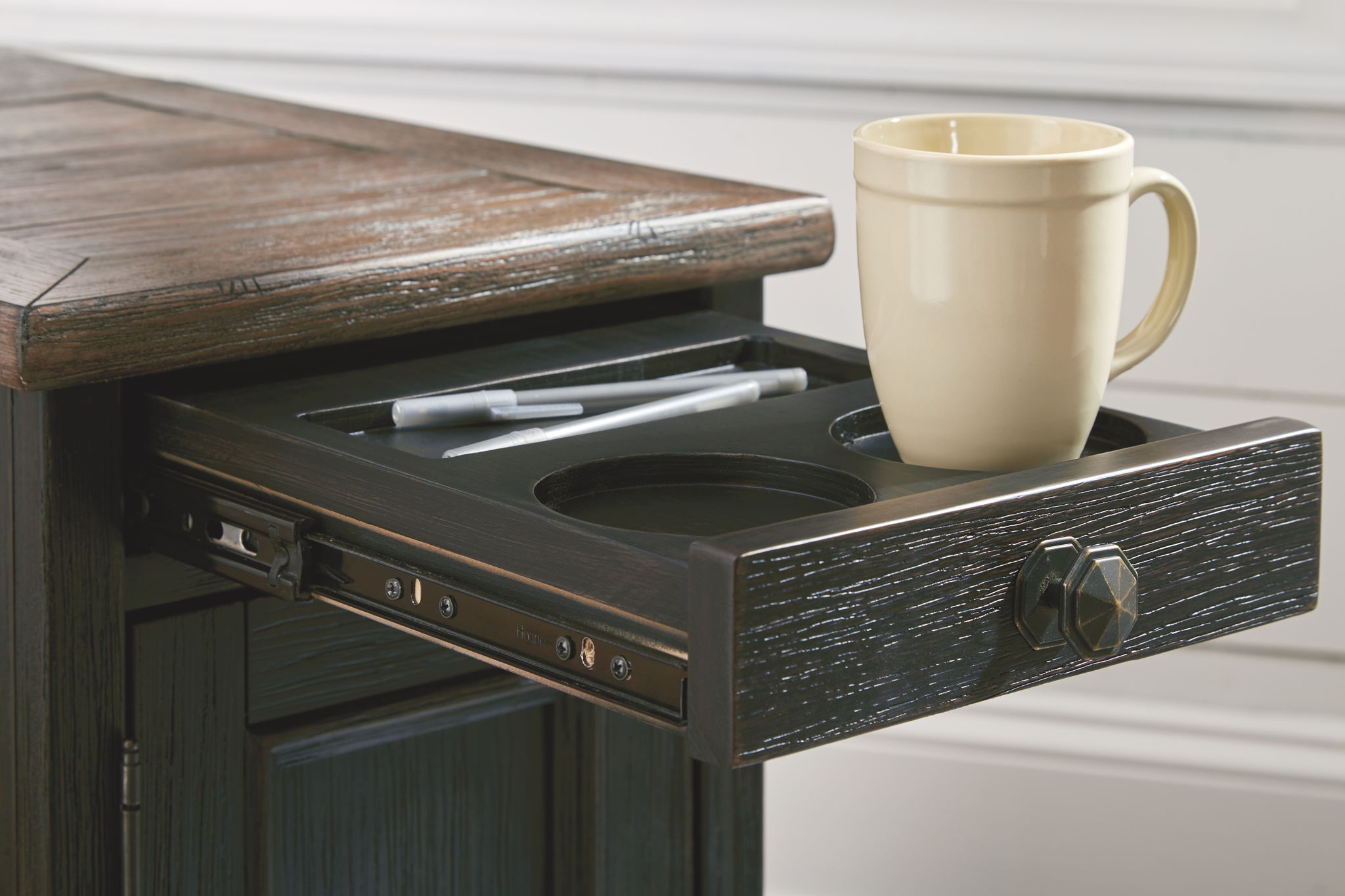 Tyler Creek - Chair Side End Table - Grayish Brown / Black - Best Buy Furniture