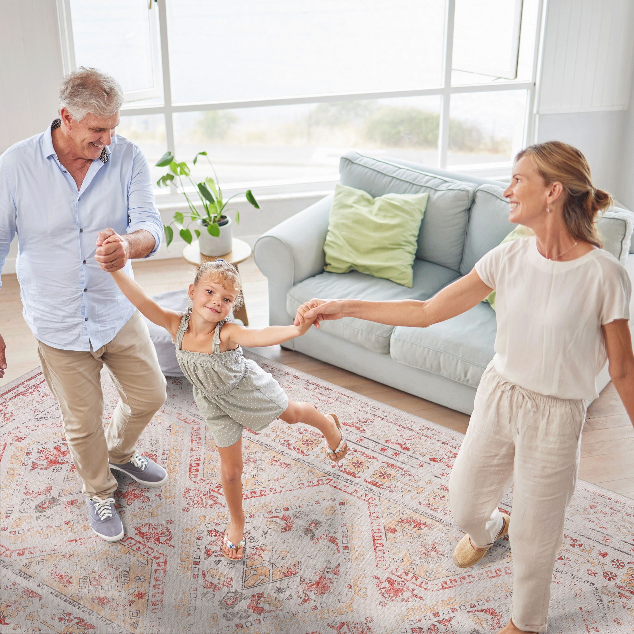 Maval - 6' X 9' Washable Area Rug - Beige