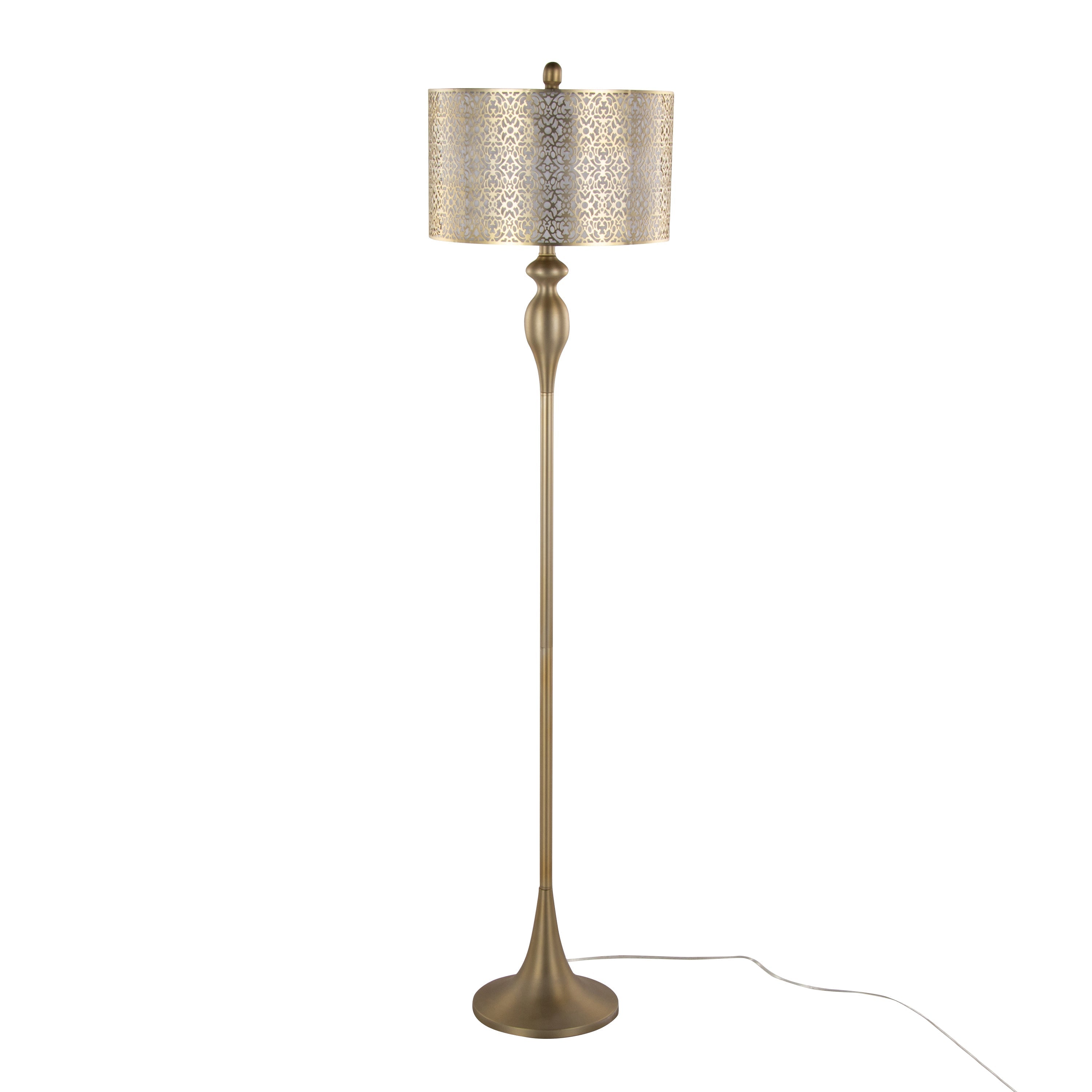 Ashland 63' Contemporary Metal Floor Lamp in Gold with Linen Shade