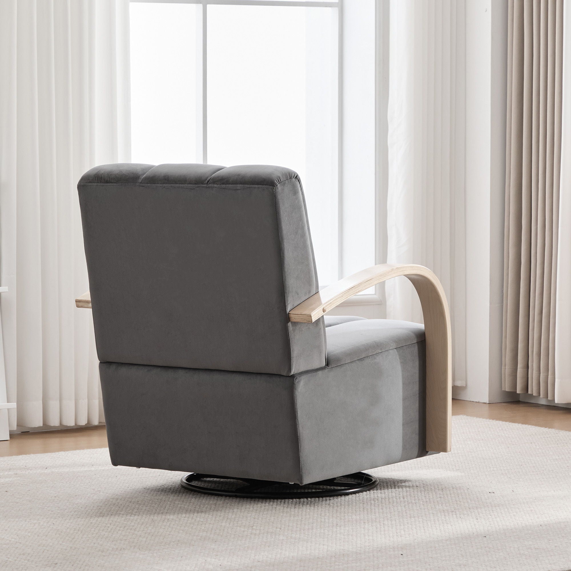 360° Swivel Accent Chair With Armrests - Charcoal