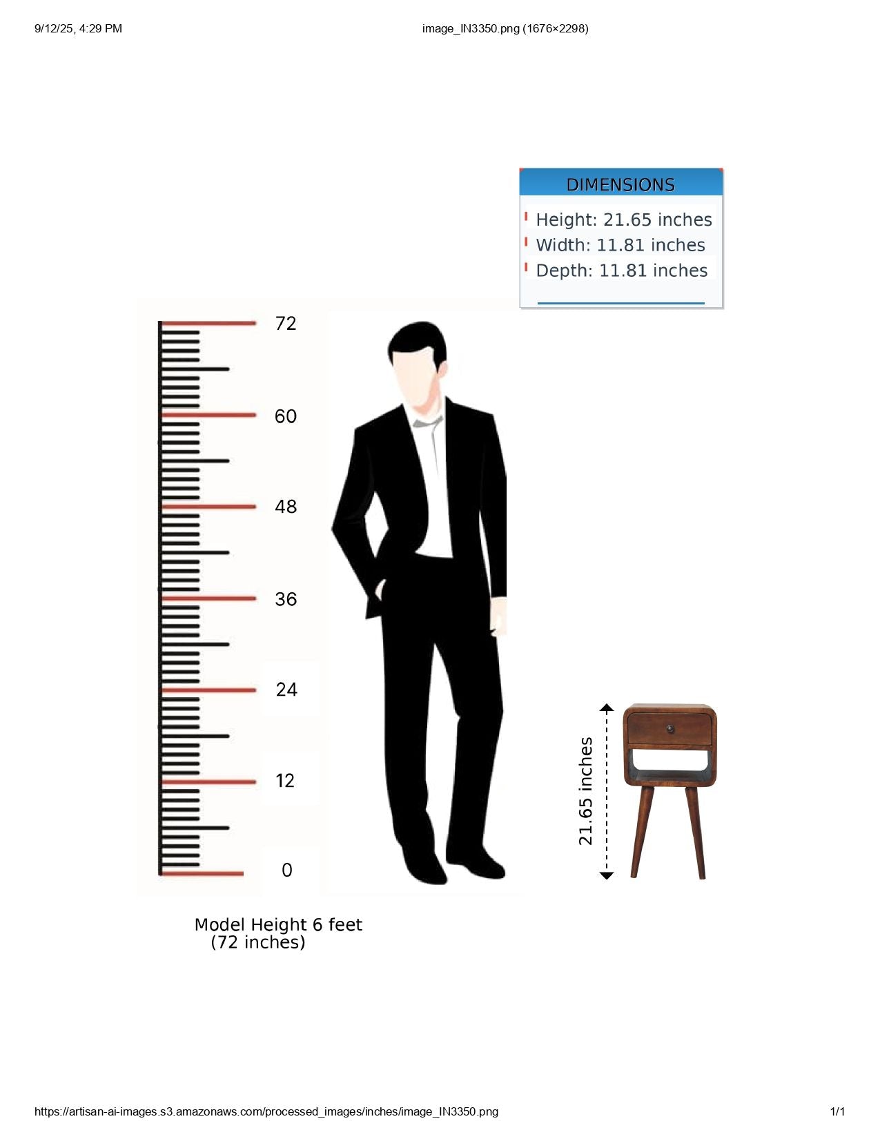 Mini Chestnut Curve Lower Bedside Nifhtstand - Best Buy Furniture