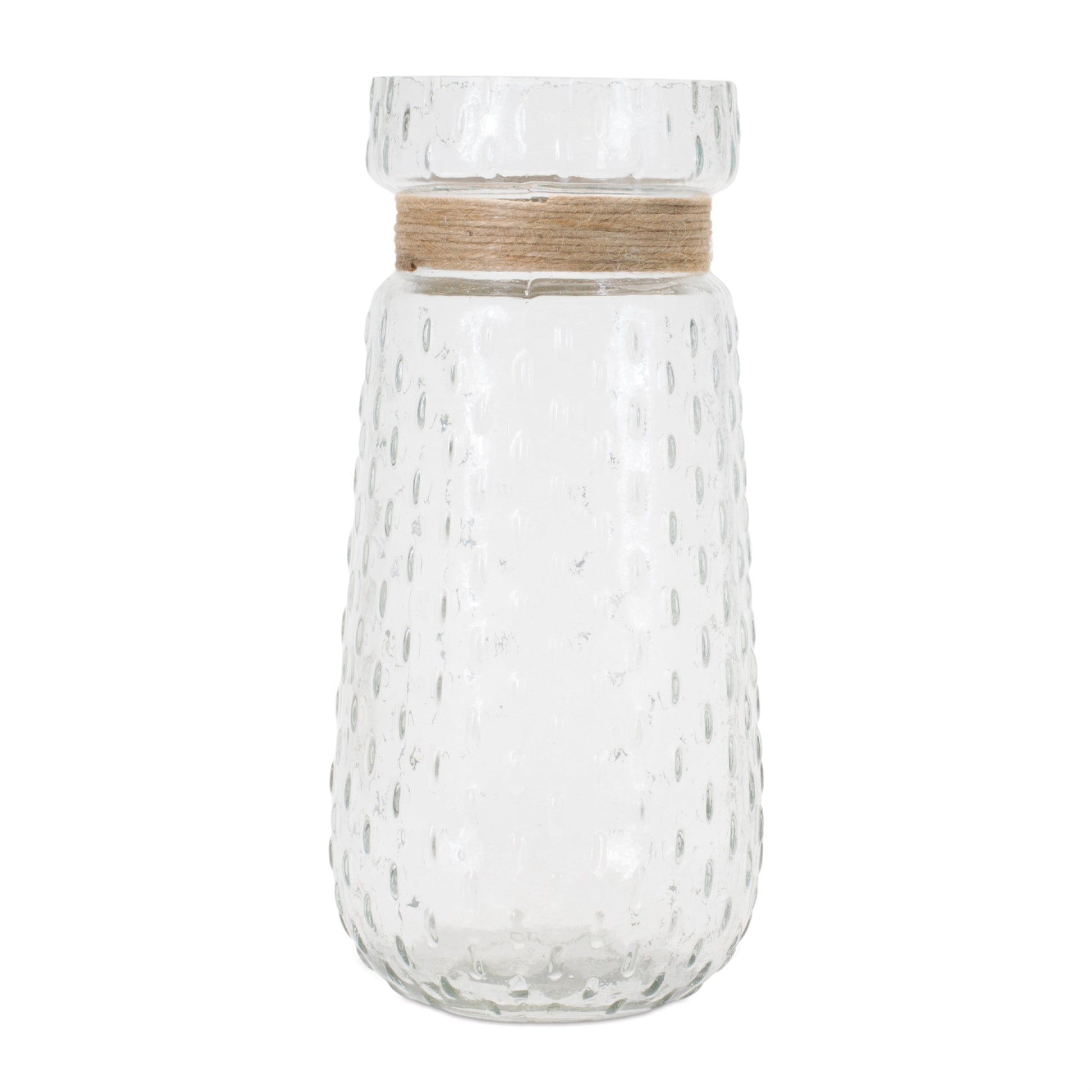 Texture-glass-vase-with-jute-accent-(set-of-2)-Vases