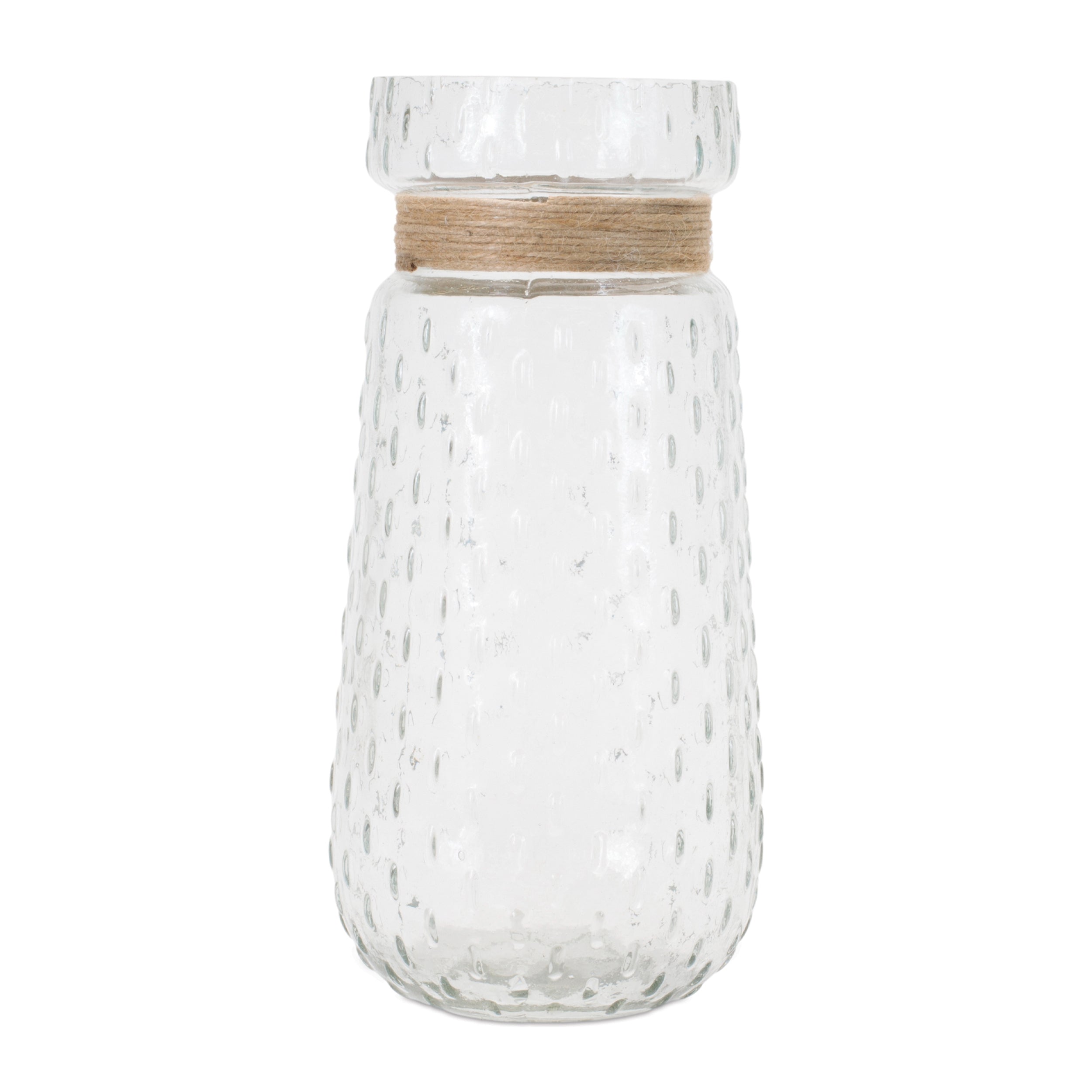 Texture-glass-vase-with-jute-accent-(set-of-2)-Vases