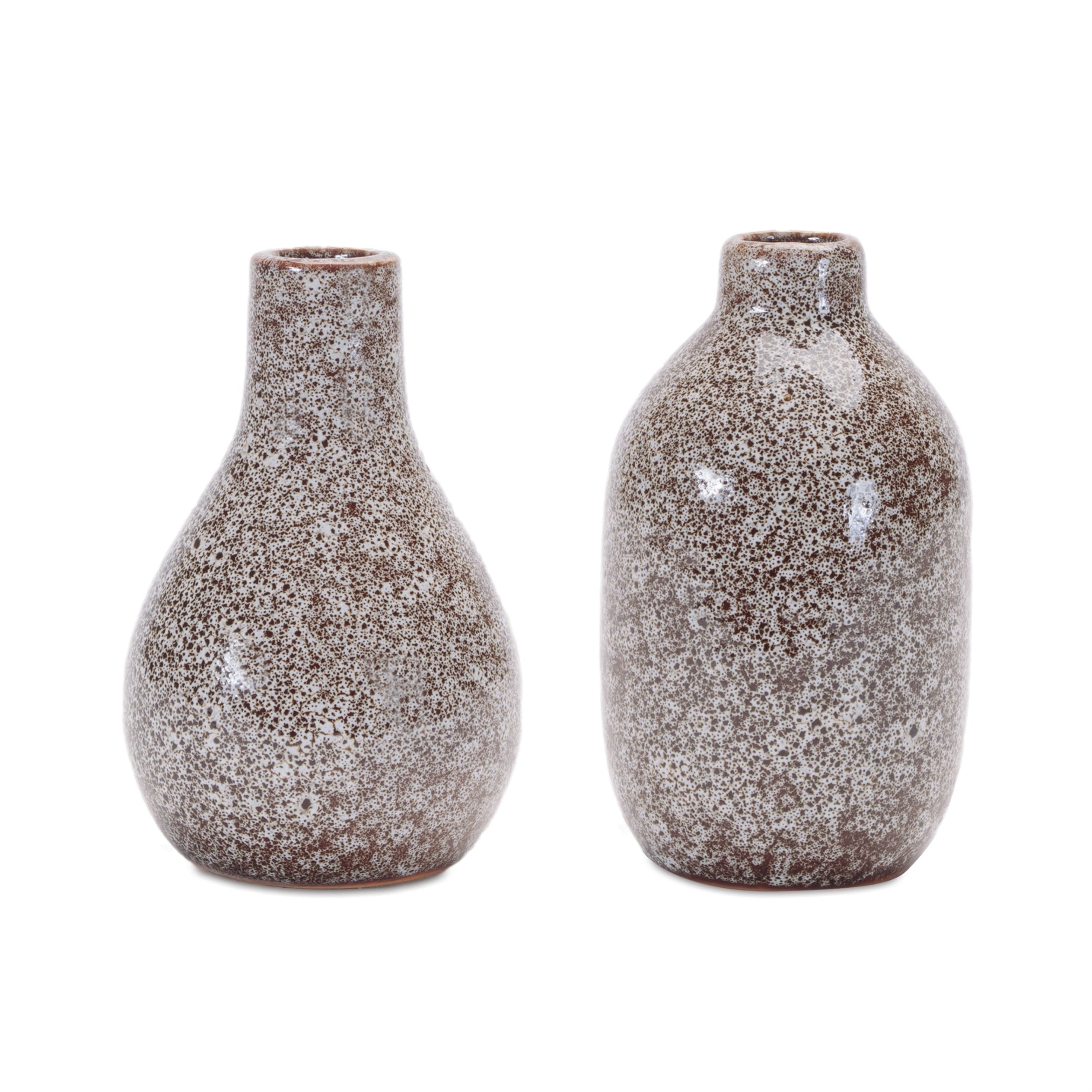 Speckled ceramic bottle vase (set of 2)