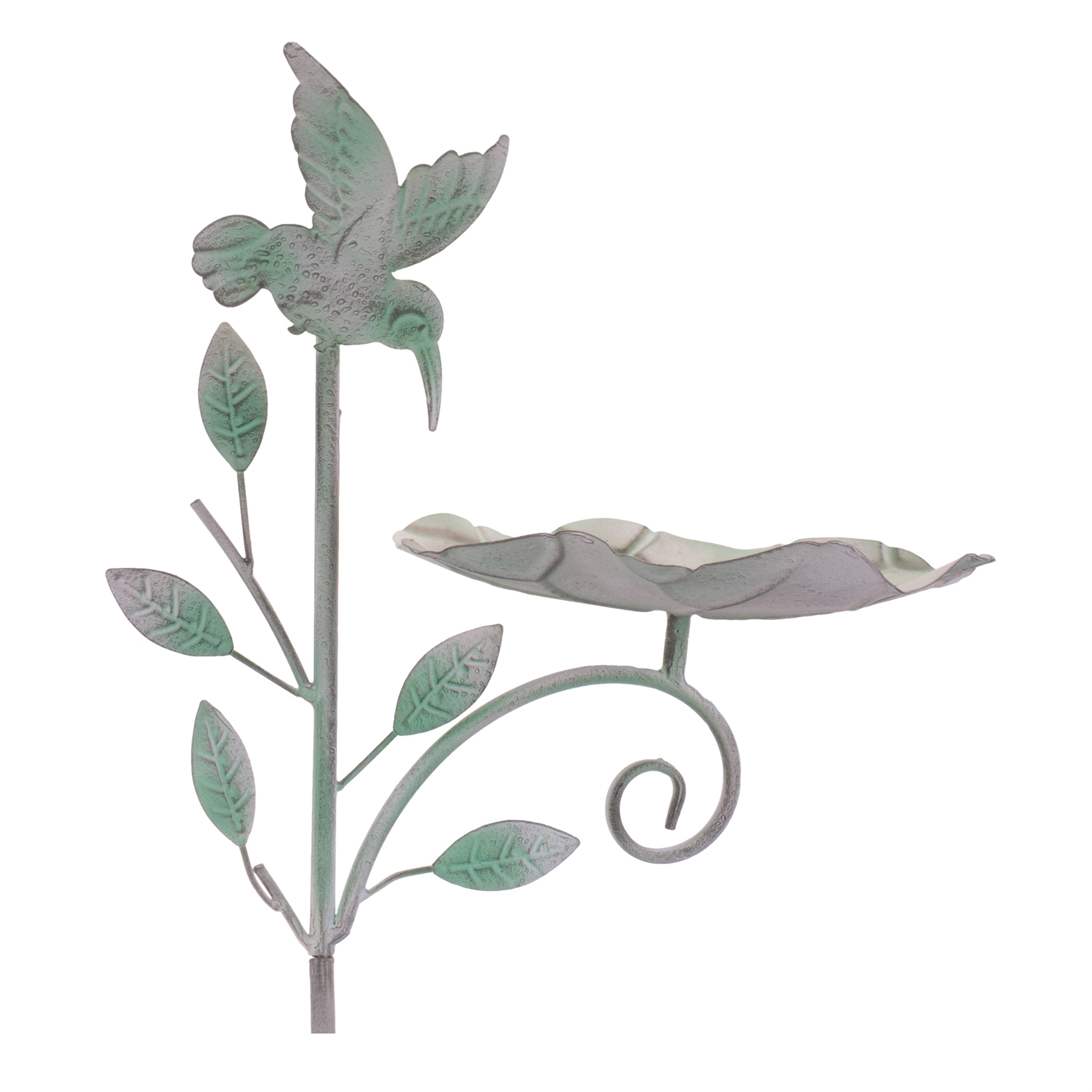 Iron Hummingbird Leaf Bird Feeder Garden Stake (Set of 2)