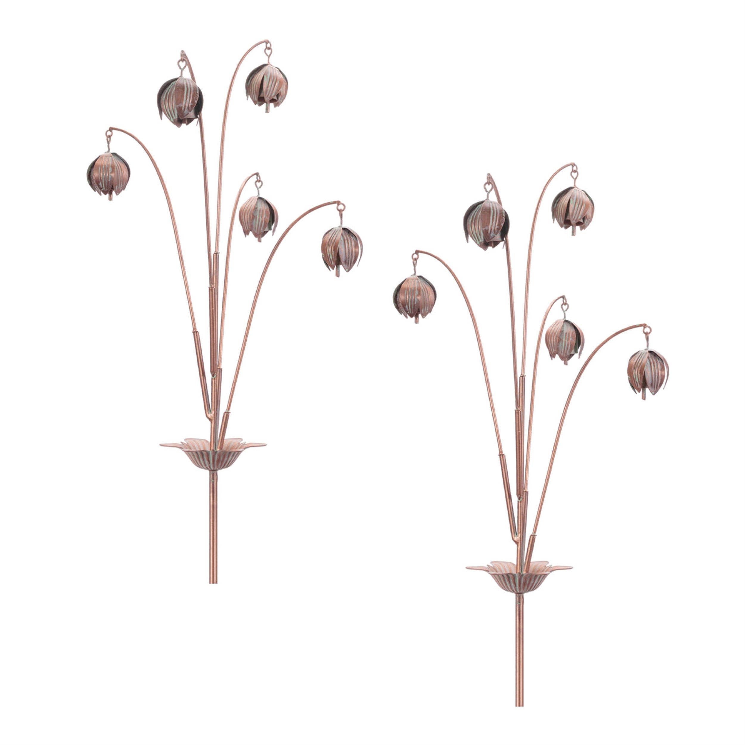 Iron-Floral-Spray-Garden-Stake-(Set-of-2)-Garden-Decor
