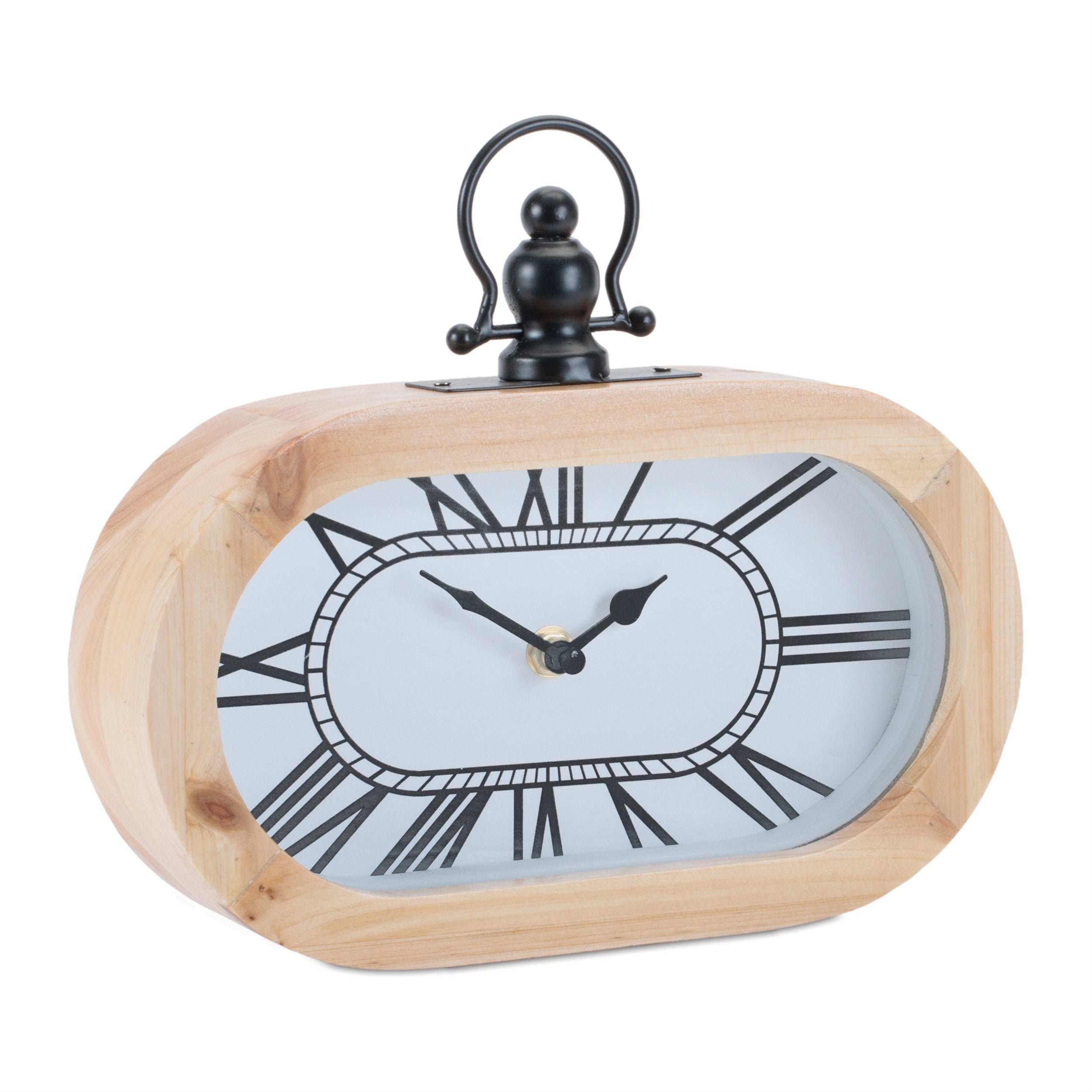 Wooden oval table clock 9.5"l