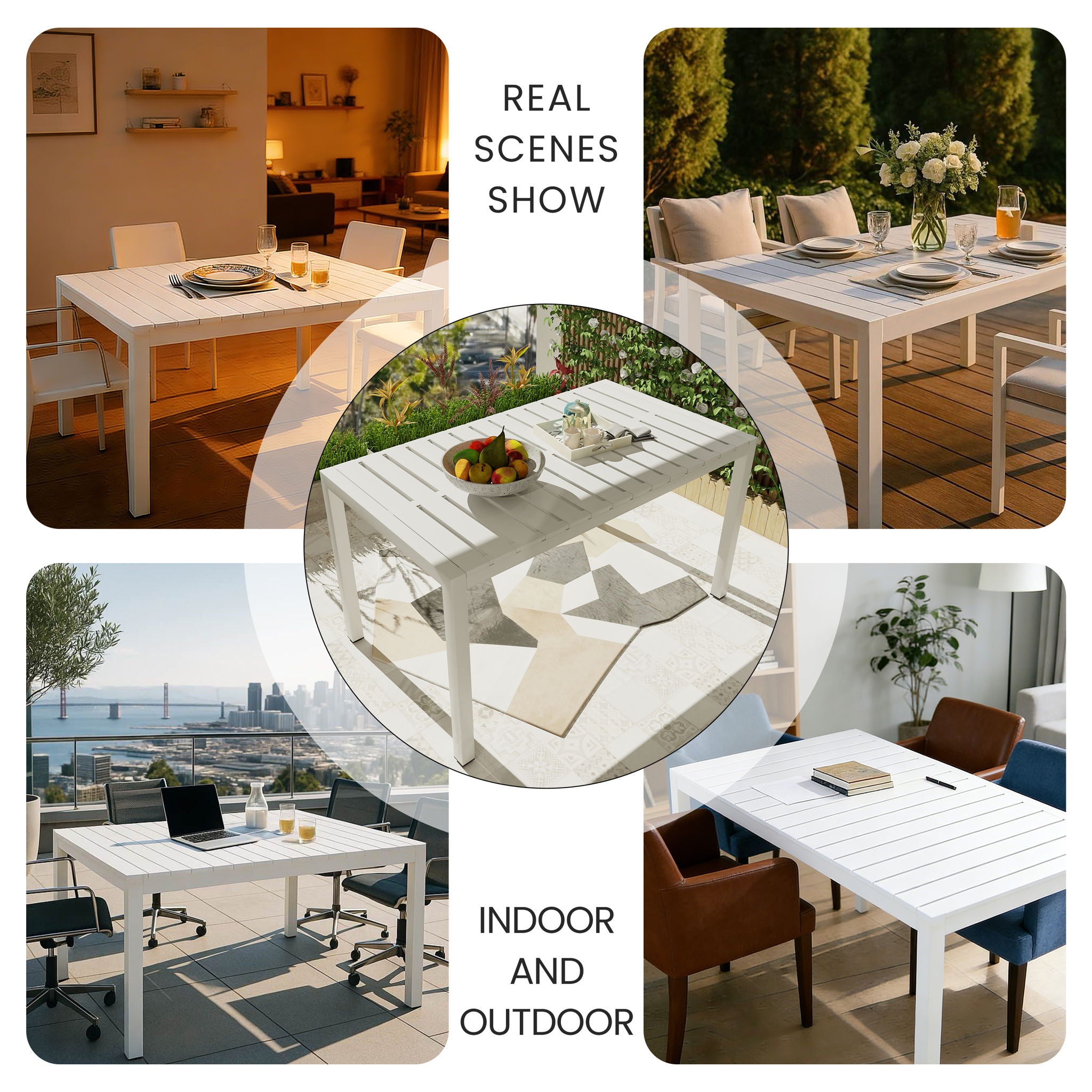 4 Piece Set Of Single Chairs With Long Table