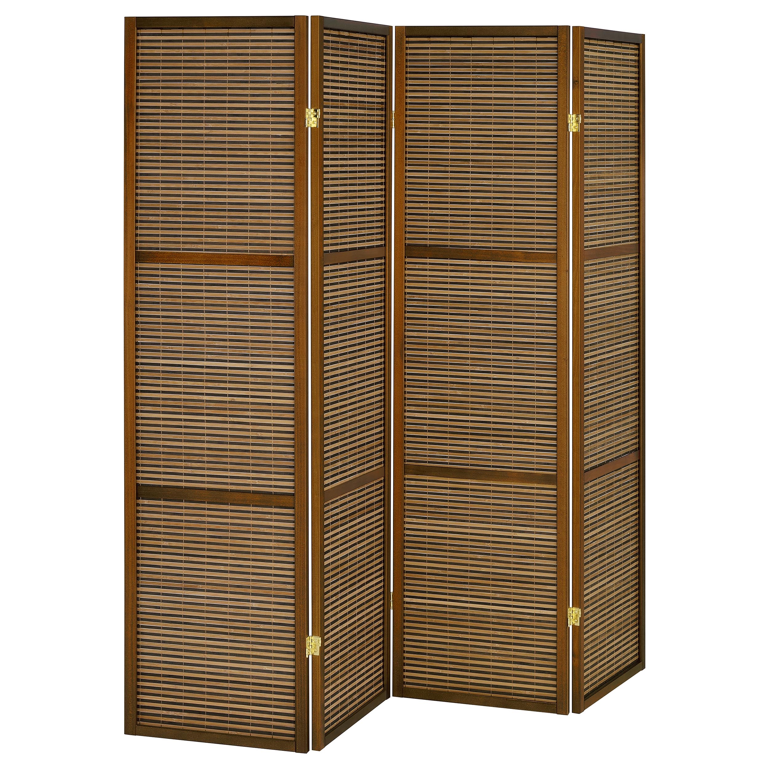 Browning 4-panel Bamboo Room Divider Folding Screen Walnut-