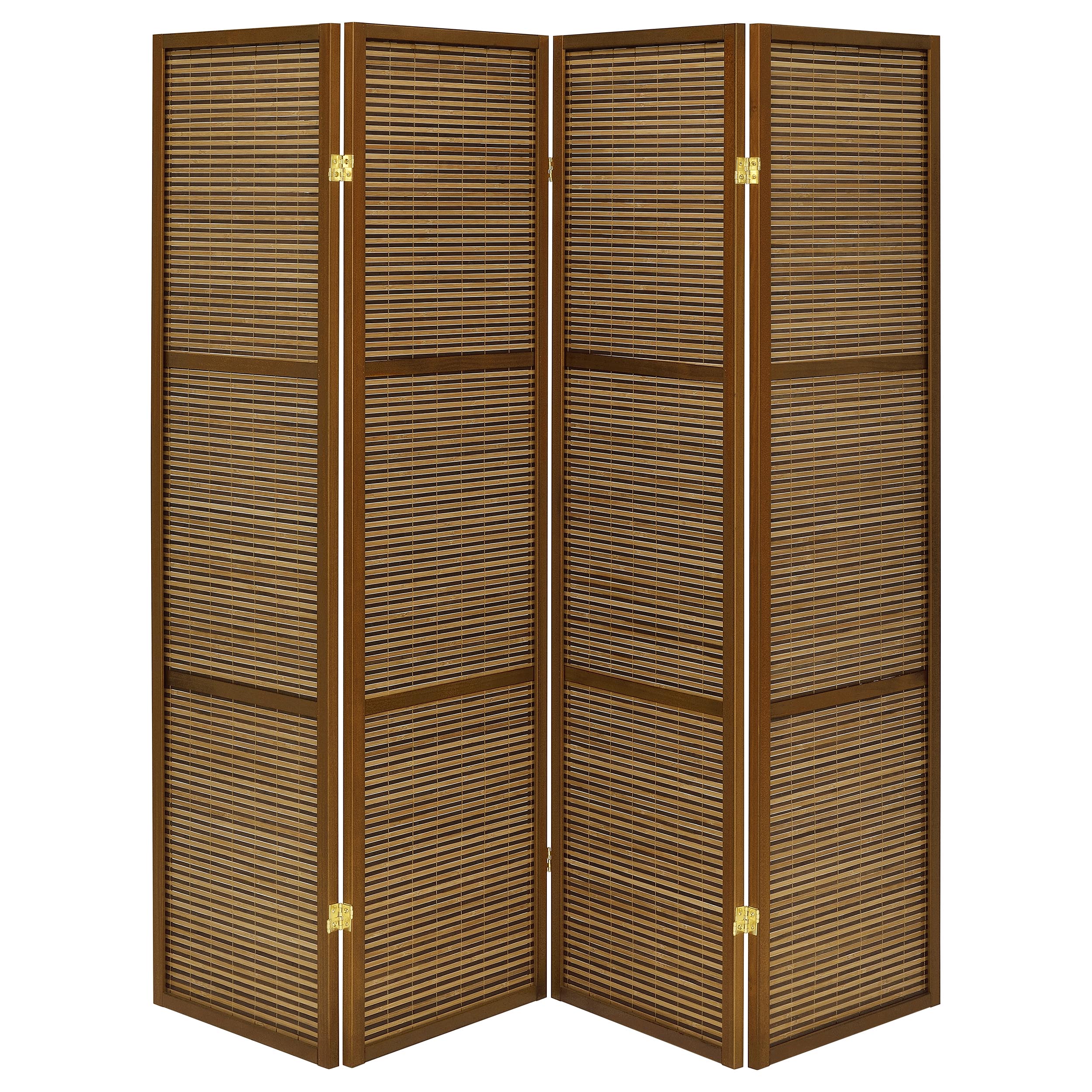 Browning 4-panel Bamboo Room Divider Folding Screen Walnut-