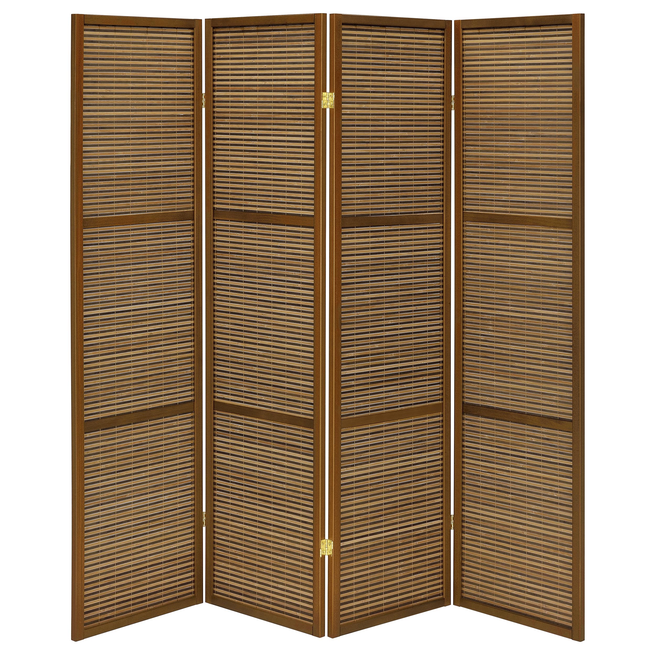 Browning 4-panel Bamboo Room Divider Folding Screen Walnut-