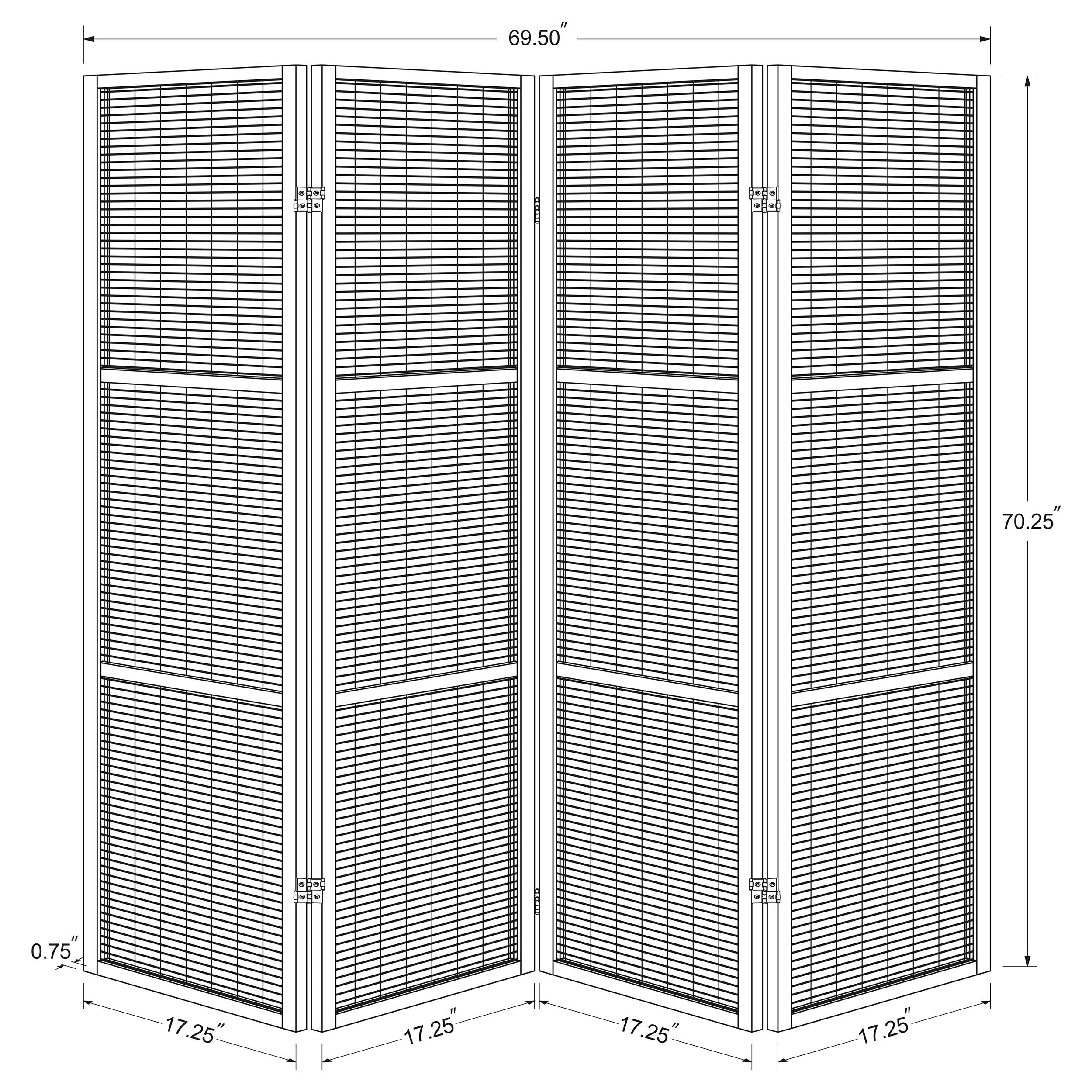 Browning 4-panel Bamboo Room Divider Folding Screen Walnut-