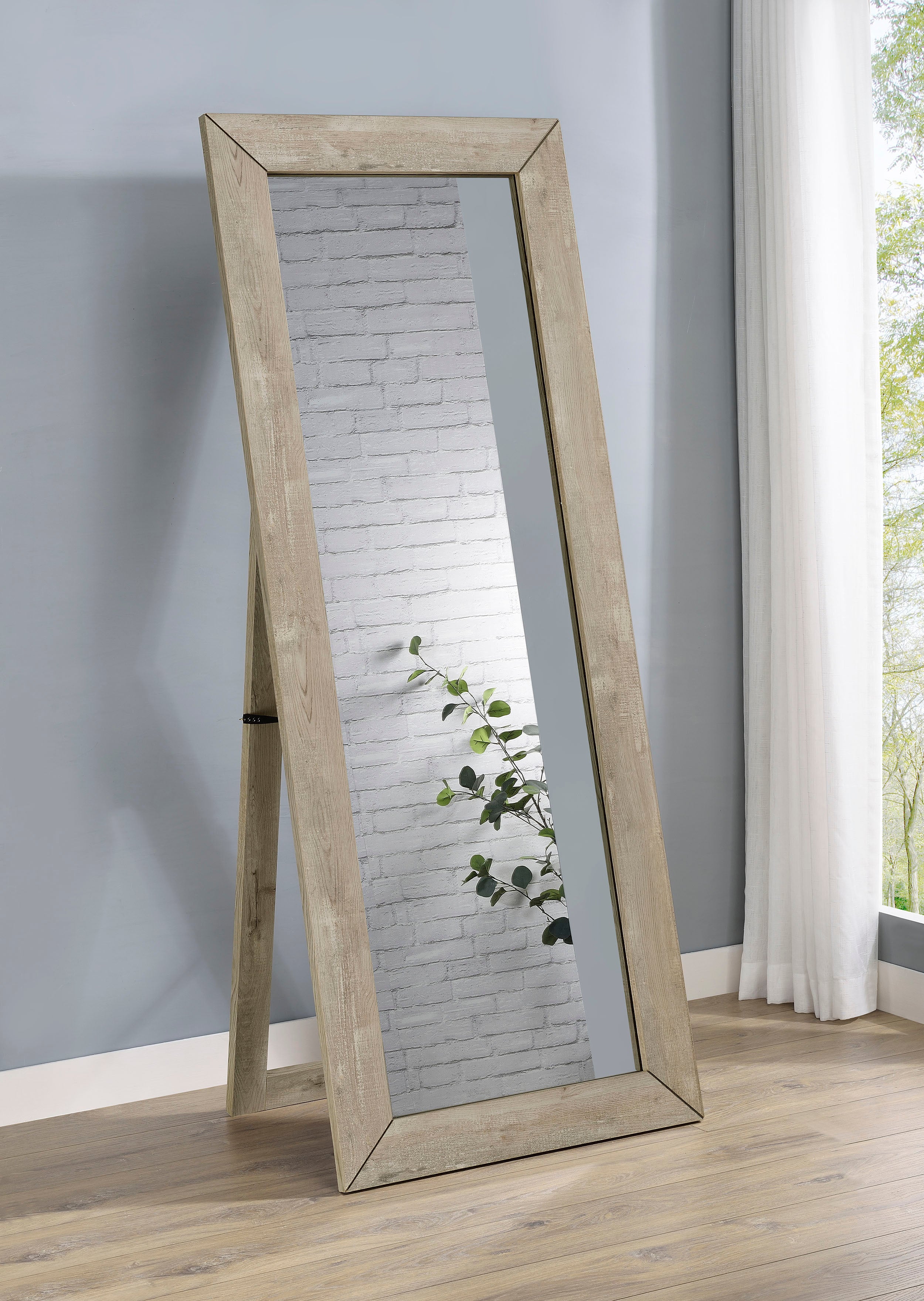 Cadence Tempered Glass Full Length Mirror Grey Washed Oak-