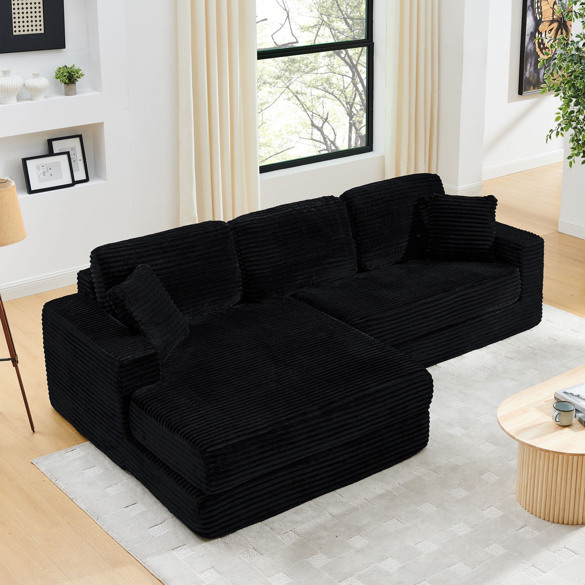 Modern Minimalist L Shape Modular Sectional Sofa, Couch