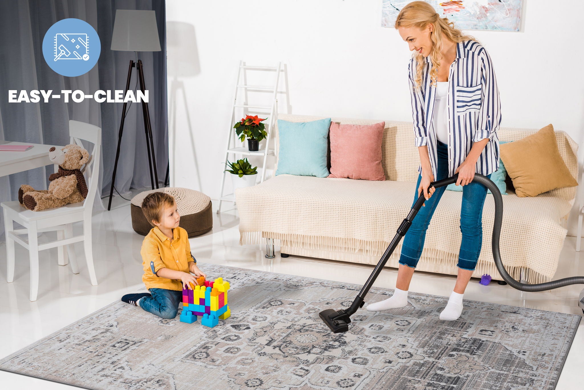 Payas - 8' X 10' Medallion Area Rug - Cream / Beige