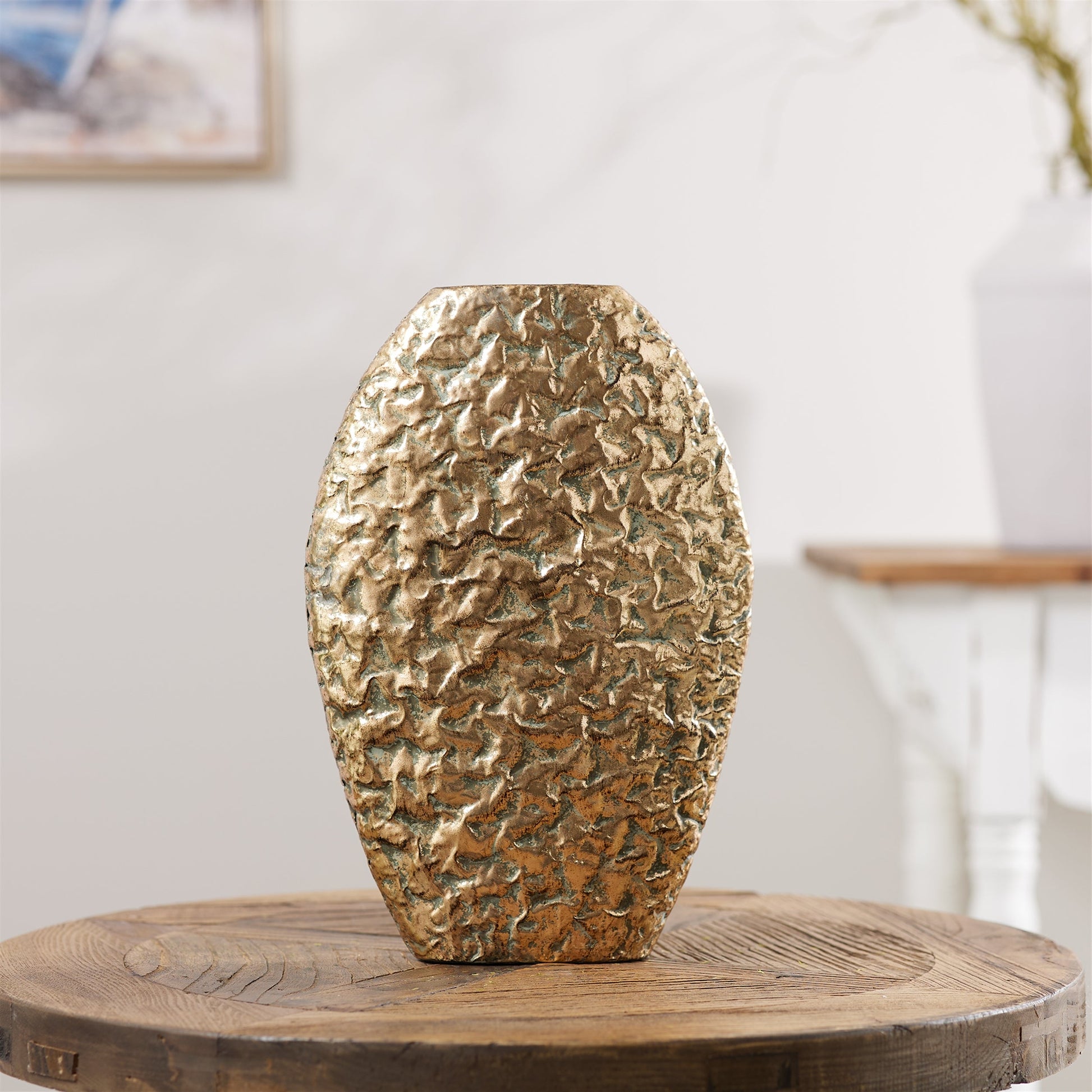 Distressed-Flat-Metal-Vase-(Set-of-2)-Vases