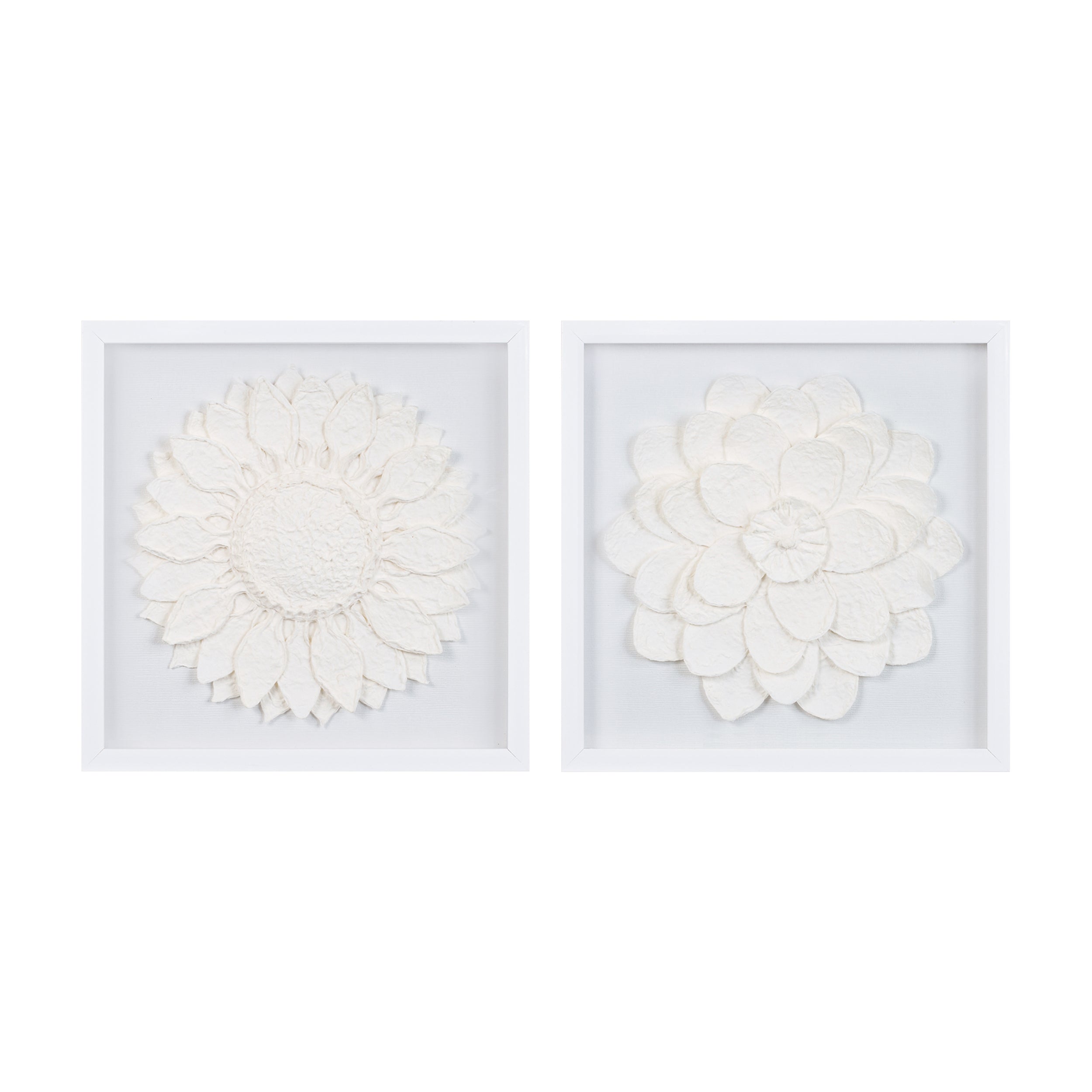 Framed floral wall plaque under glass (set of 2)