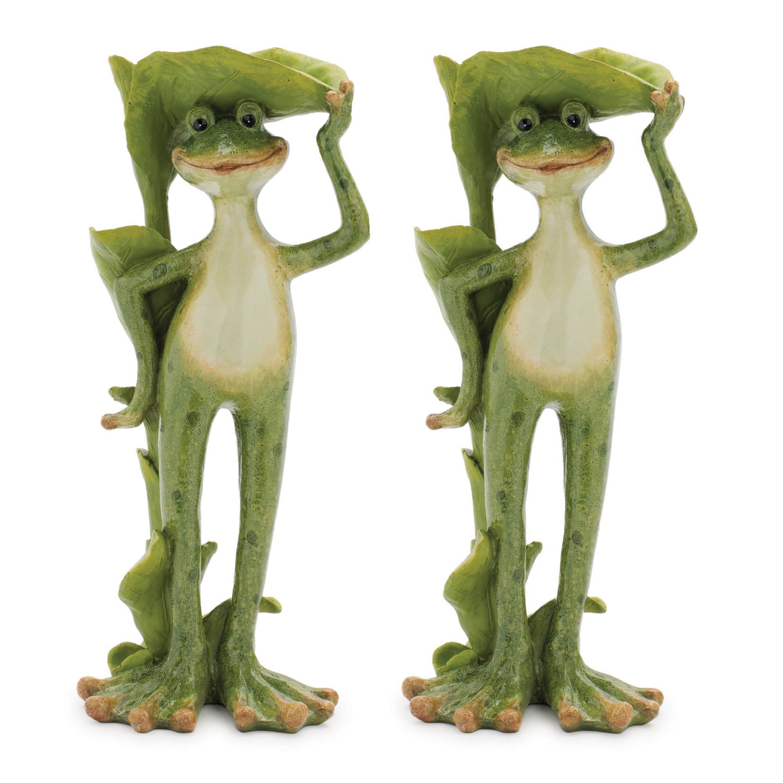 Frog Statue with Birdbath (Set of 2)