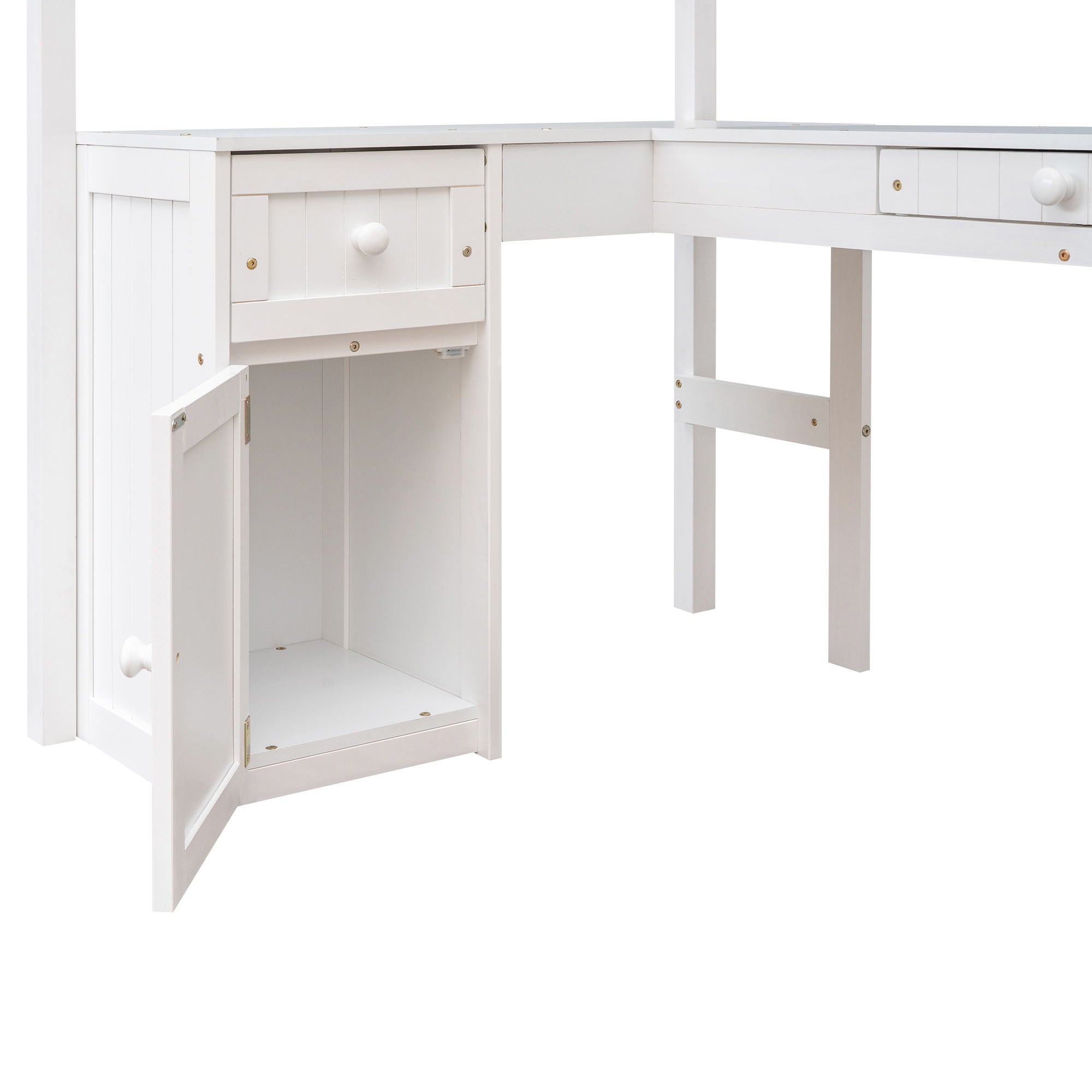 Loft Bed With Drawers, Cabinet, Shelves With Desk